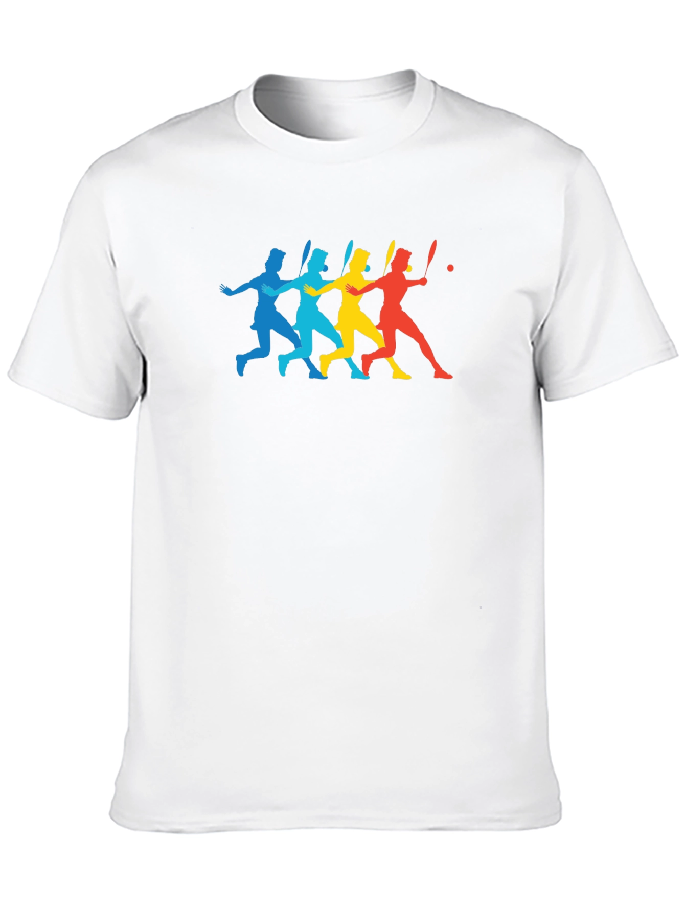 Colorful Tennis Player Silhouette Black T-Shirt
