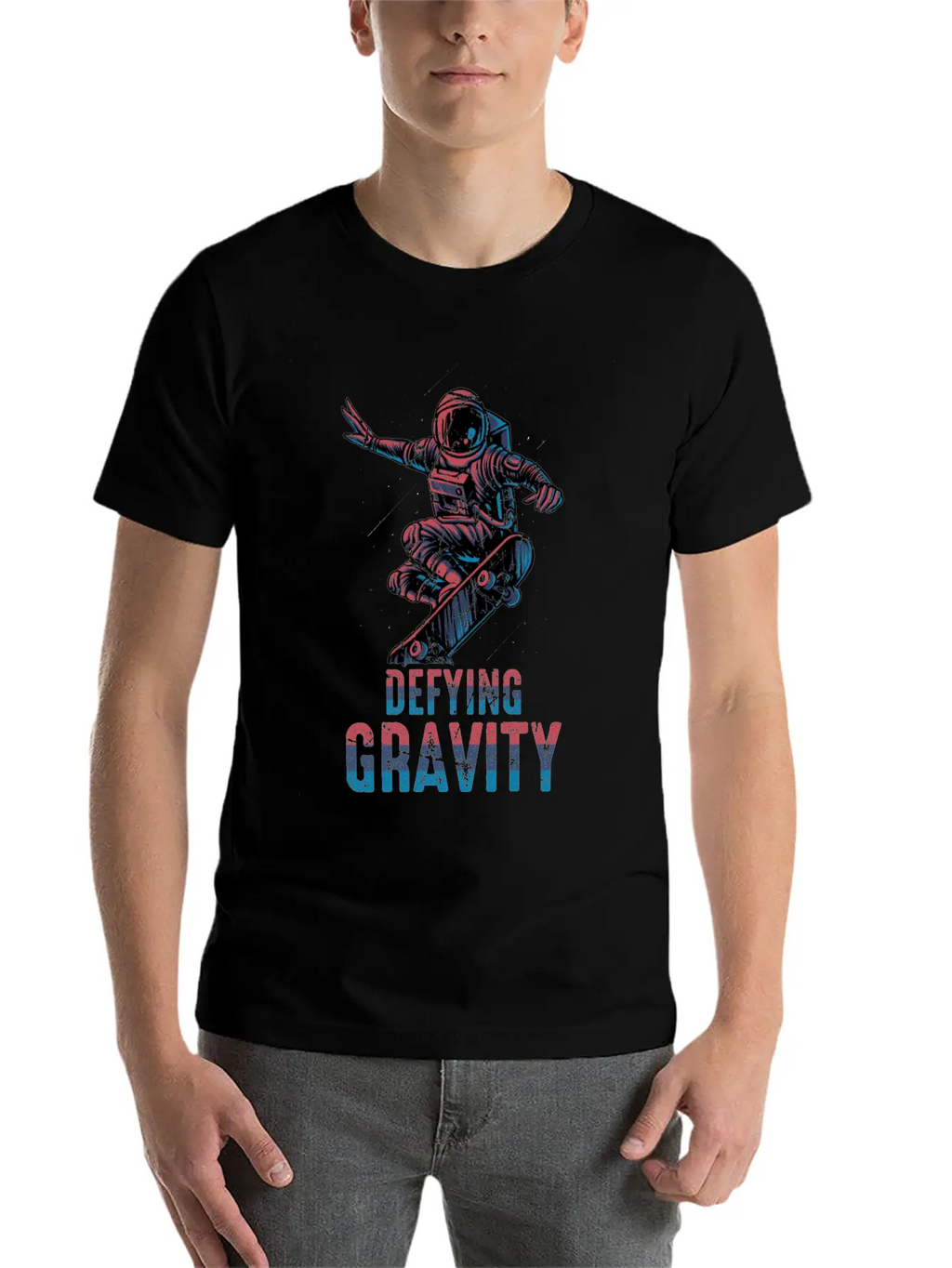 Skateboard - Defying Gravity - Astronaut - Skater Unisex Casual T-Shirt – Clean Design For Daily Comfort