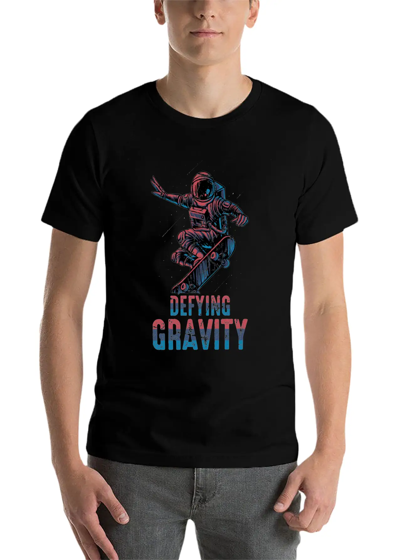 Skateboard - Defying Gravity - Astronaut - Skater Unisex Casual T-Shirt – Clean Design For Daily Comfort