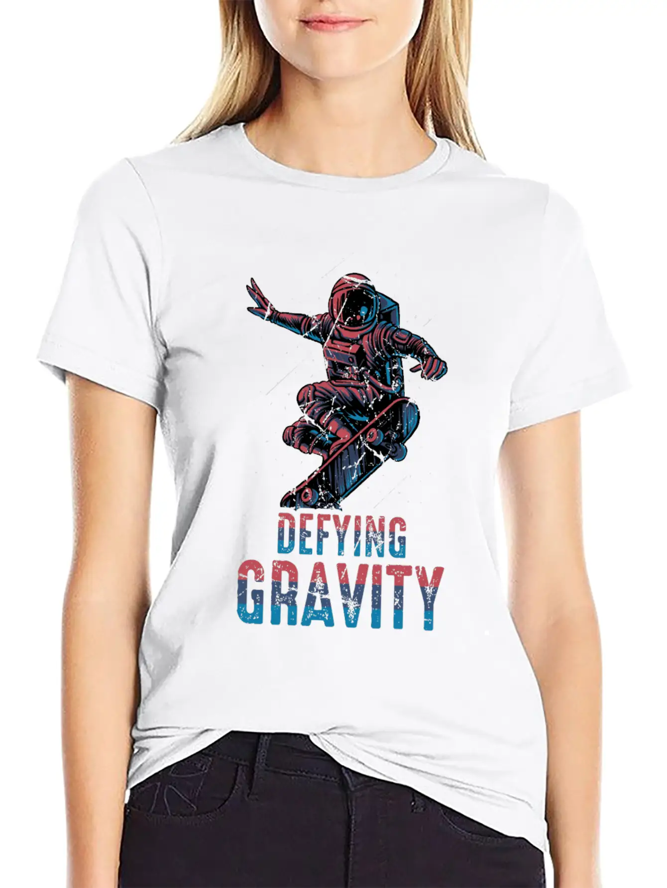 Skateboard - Defying Gravity - Astronaut - Skater Unisex Casual T-Shirt – Clean Design For Daily Comfort