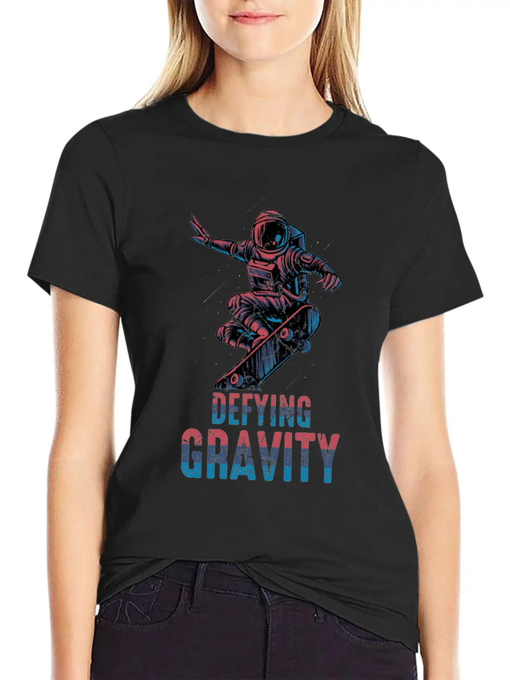 Skateboard - Defying Gravity - Astronaut - Skater Unisex Casual T-Shirt – Clean Design For Daily Comfort