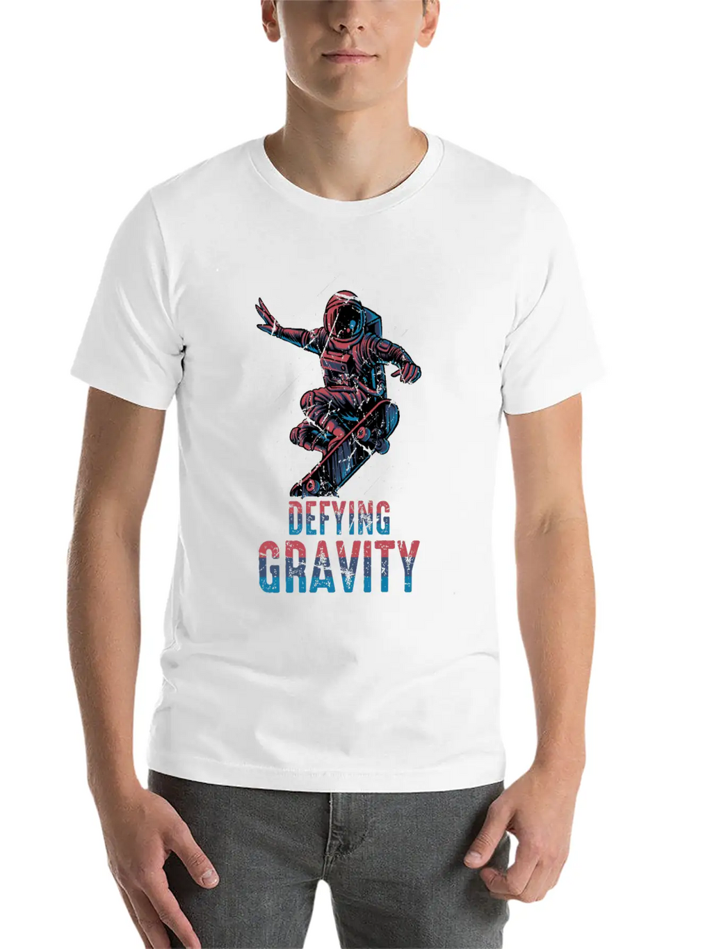 Skateboard - Defying Gravity - Astronaut - Skater Unisex Casual T-Shirt – Clean Design For Daily Comfort