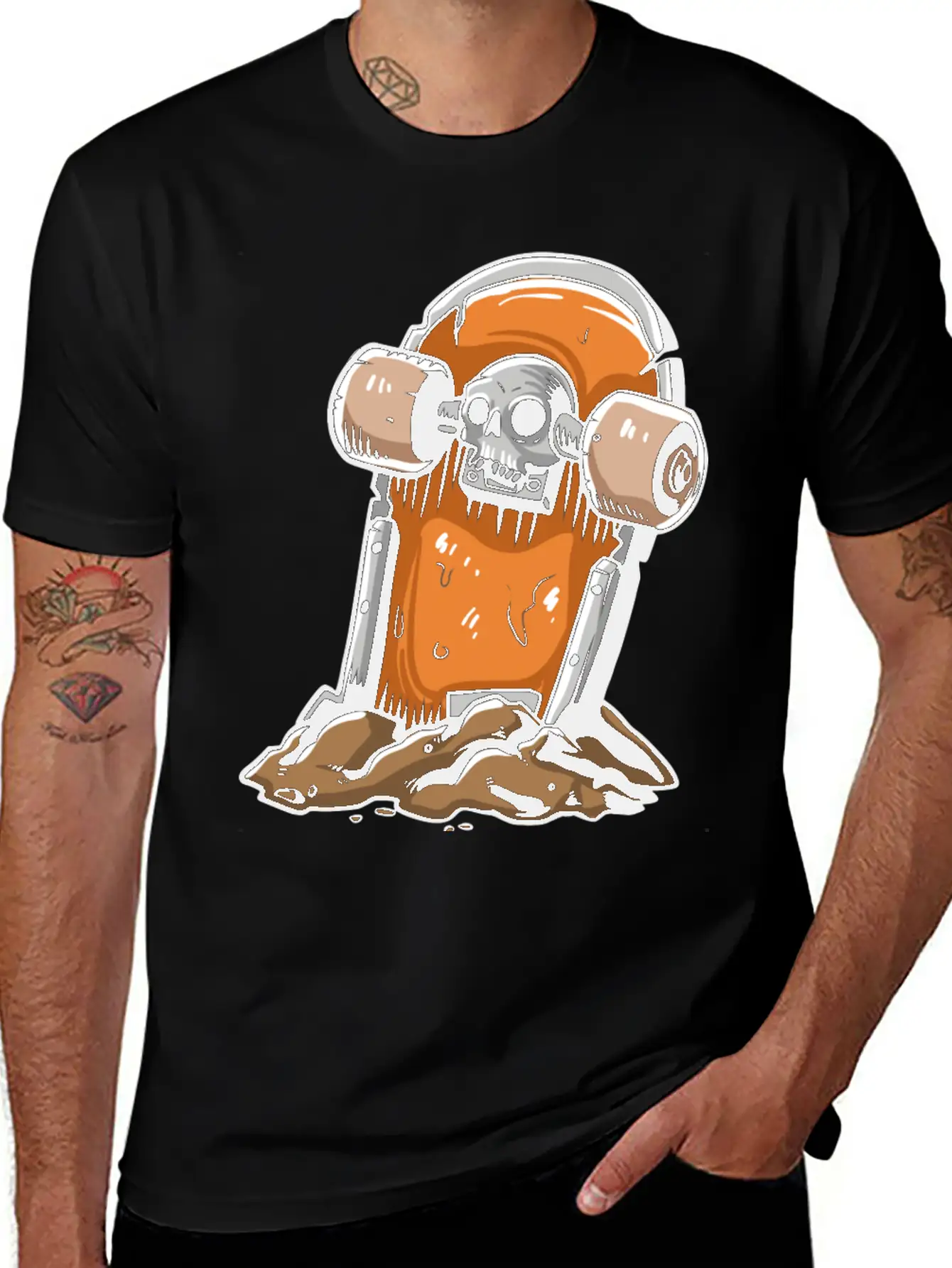 Skateboard Tombstone Skater Skateboarding Essential Cotton Tee For Daily Outfits – Unisex Style