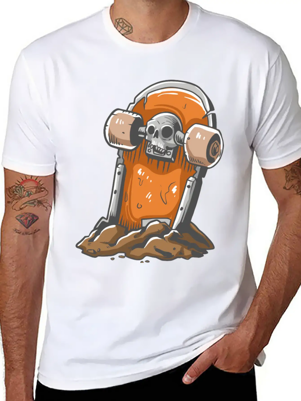 Skateboard Tombstone Skater Skateboarding Essential Cotton Tee For Daily Outfits – Unisex Style