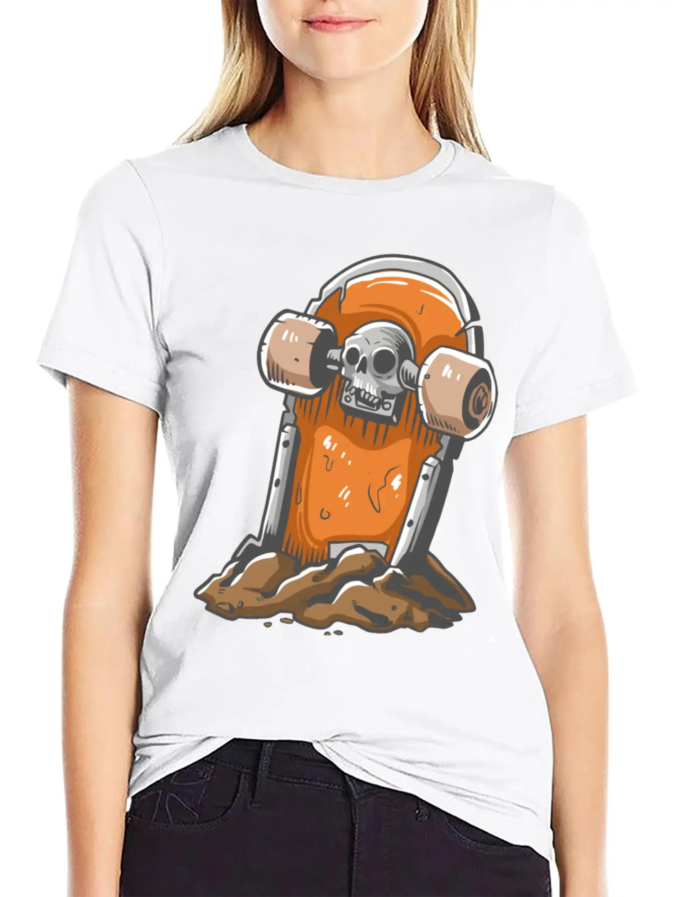 Skateboard Tombstone Skater Skateboarding Essential Cotton Tee For Daily Outfits – Unisex Style