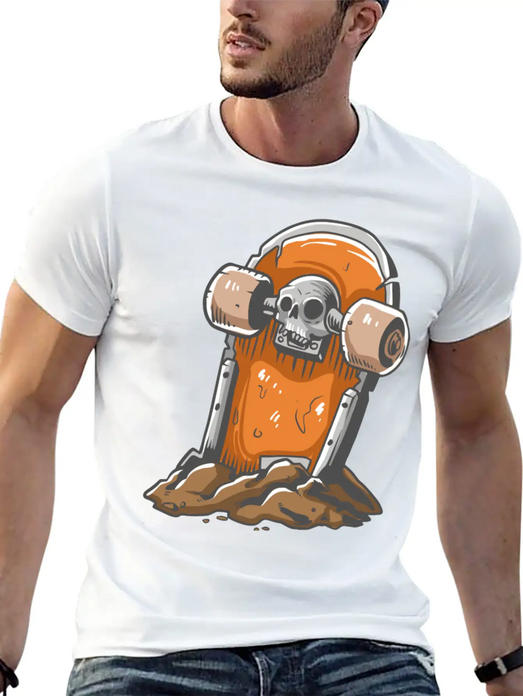 Skateboard Tombstone Skater Skateboarding Essential Cotton Tee For Daily Outfits – Unisex Style