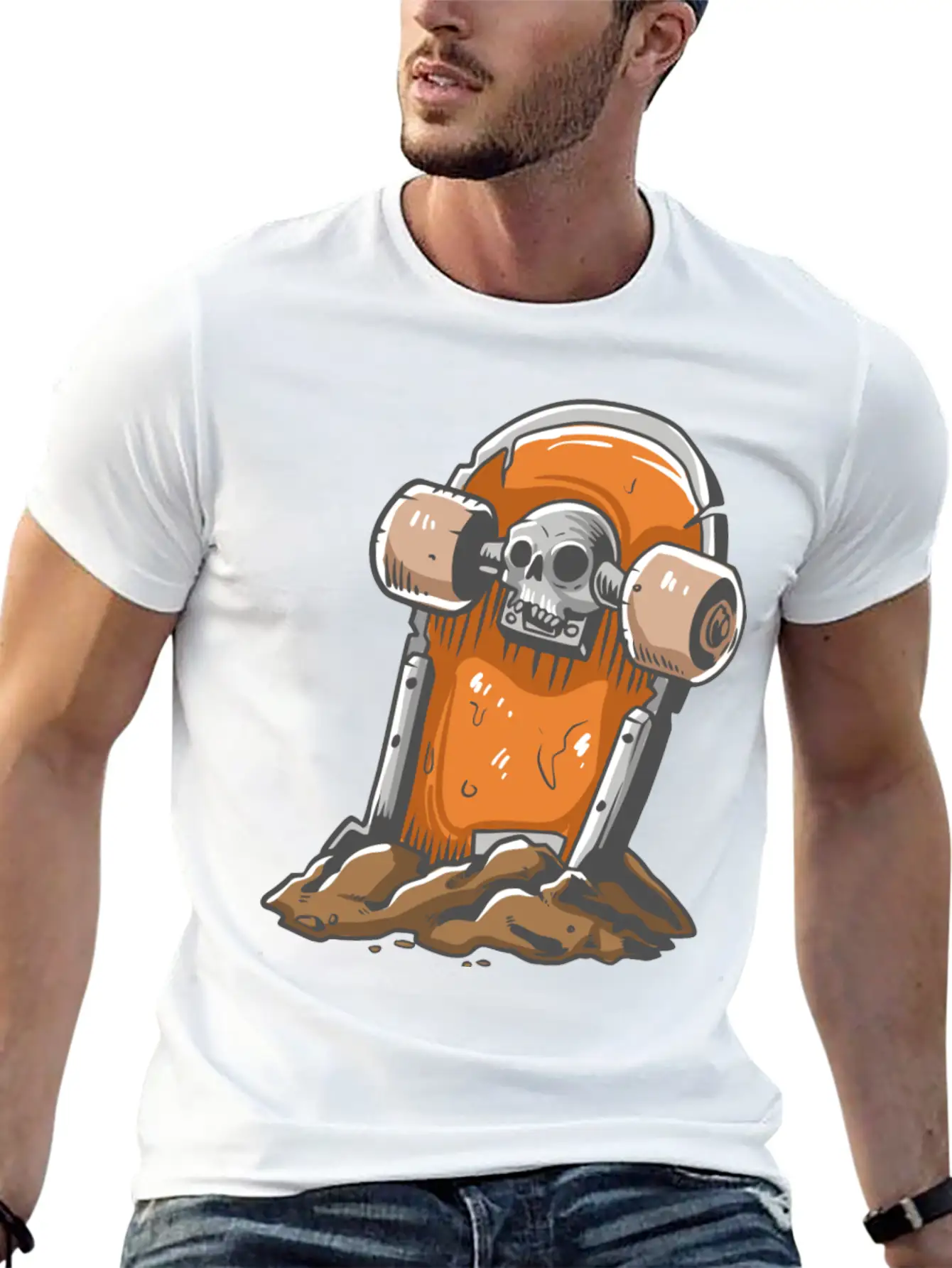 Skateboard Tombstone Skater Skateboarding Essential Cotton Tee For Daily Outfits – Unisex Style