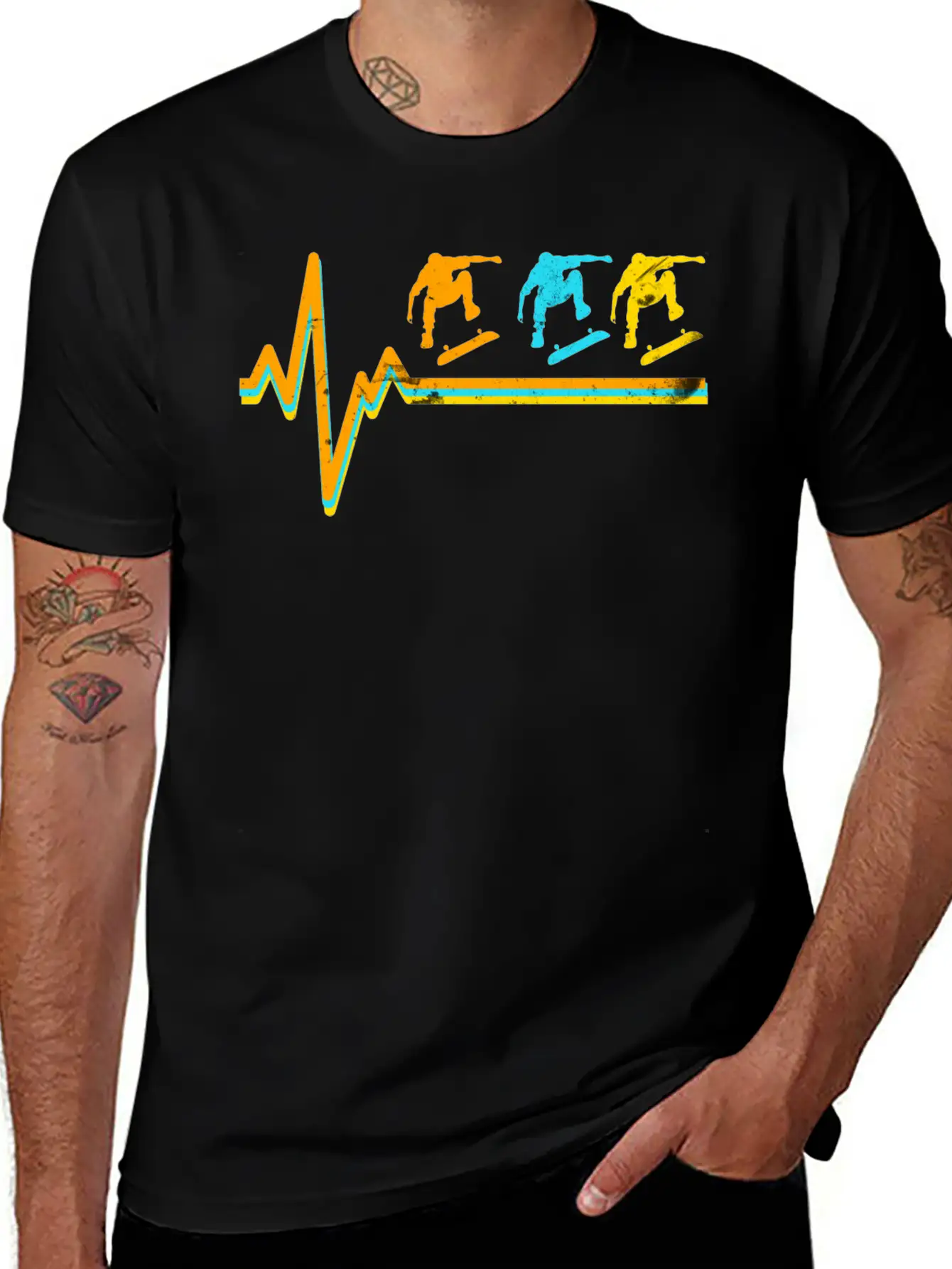 Skateboarding Heartbeat Skateboard Lover Sk8er Unisex Short Sleeve Soft Cotton T-Shirt – Casual Everyday Wear