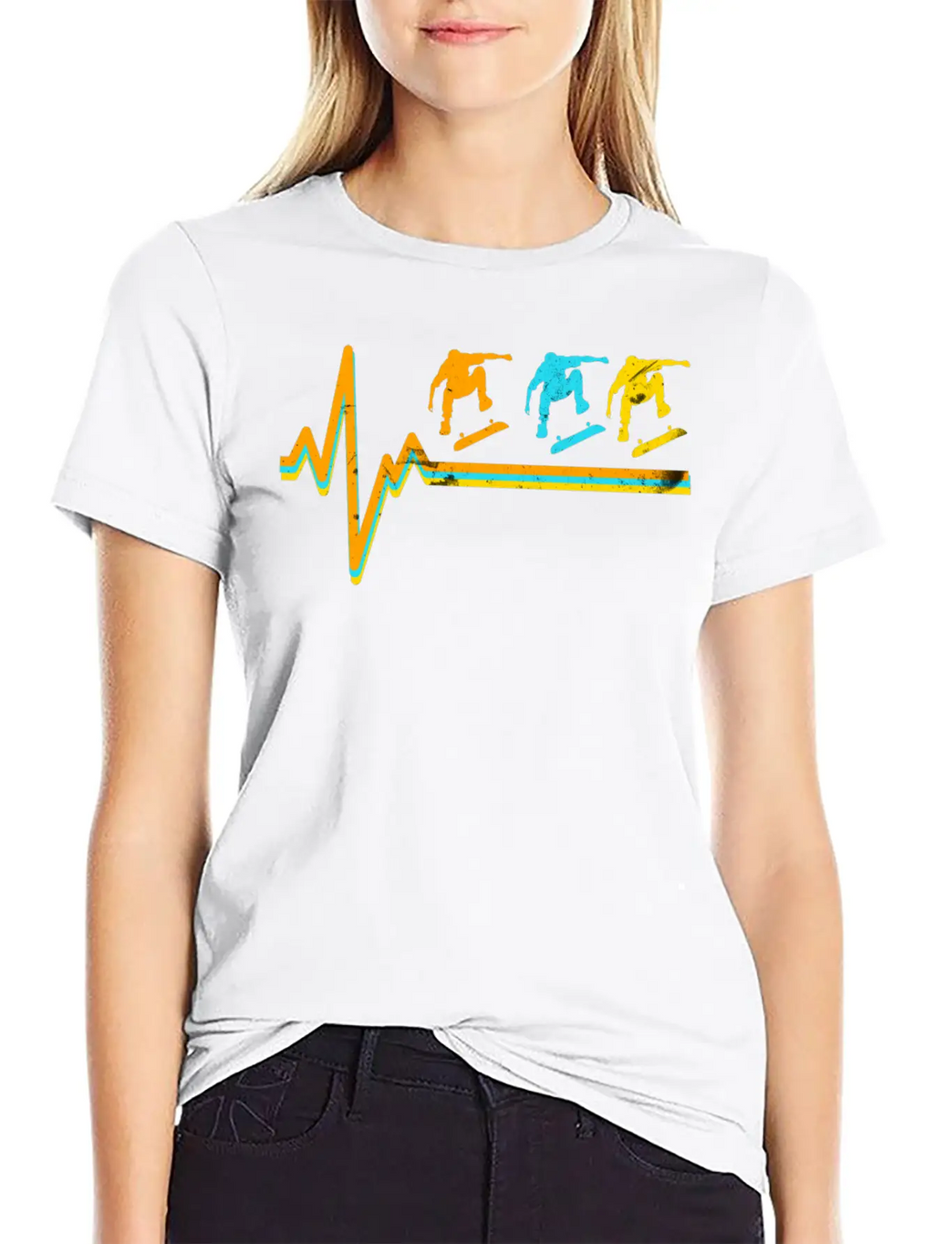 Skateboarding Heartbeat Skateboard Lover Sk8er Unisex Short Sleeve Soft Cotton T-Shirt – Casual Everyday Wear