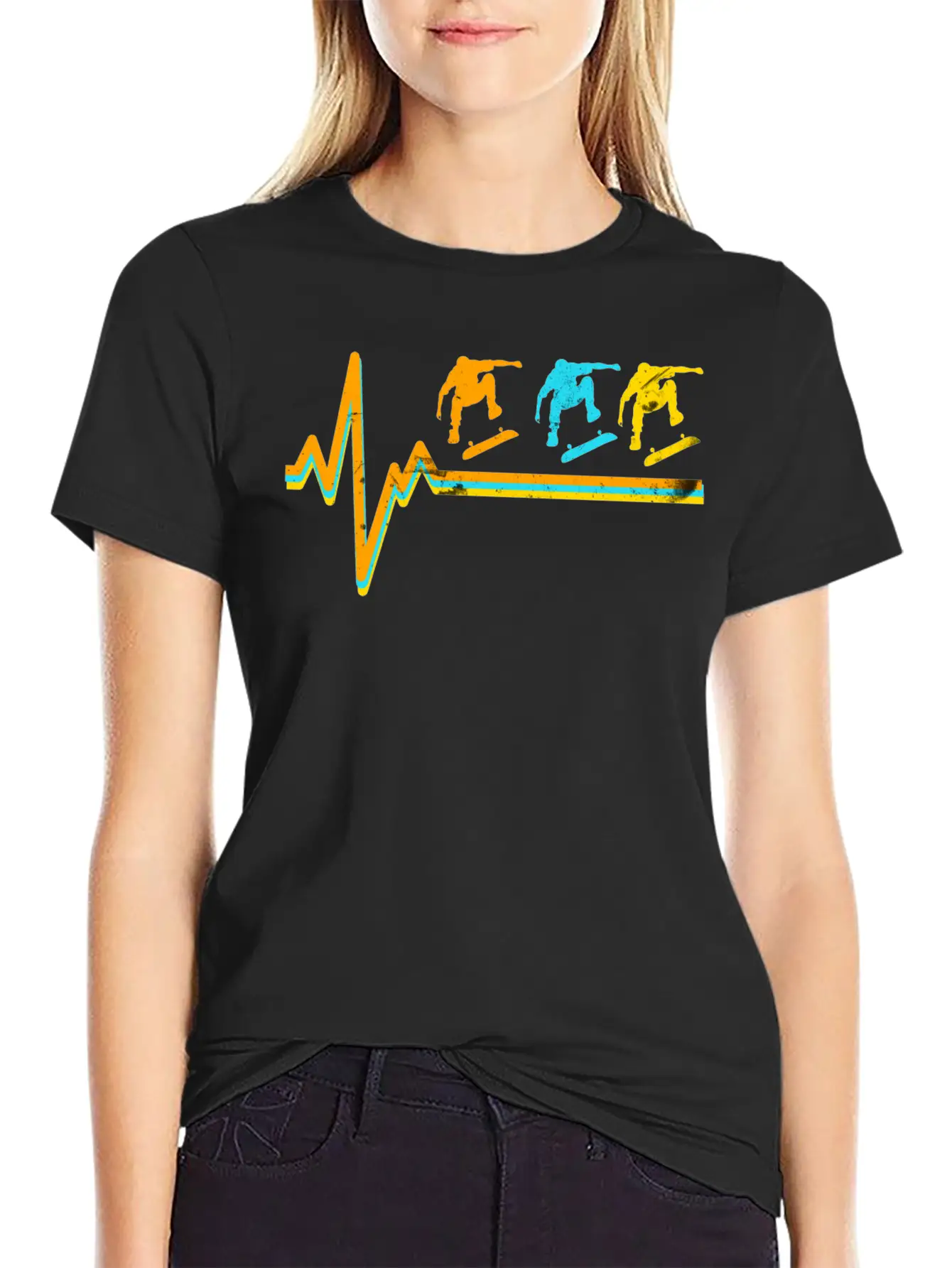 Skateboarding Heartbeat Skateboard Lover Sk8er Unisex Short Sleeve Soft Cotton T-Shirt – Casual Everyday Wear
