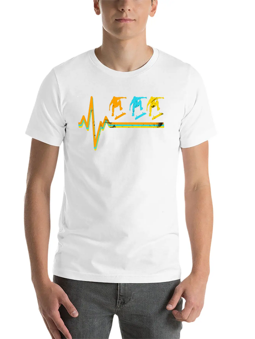 Skateboarding Heartbeat Skateboard Lover Sk8er Unisex Short Sleeve Soft Cotton T-Shirt – Casual Everyday Wear