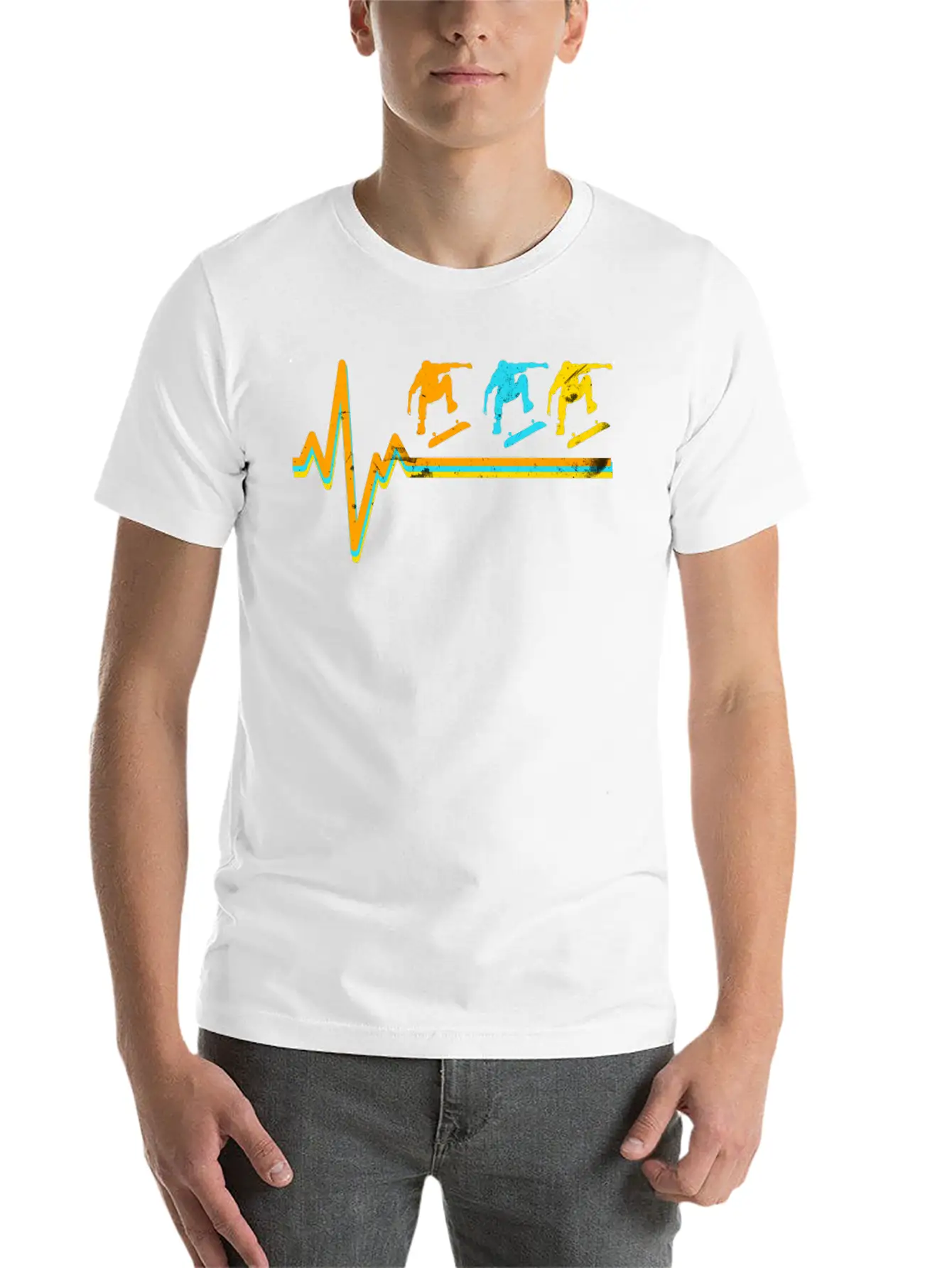 Skateboarding Heartbeat Skateboard Lover Sk8er Unisex Short Sleeve Soft Cotton T-Shirt – Casual Everyday Wear