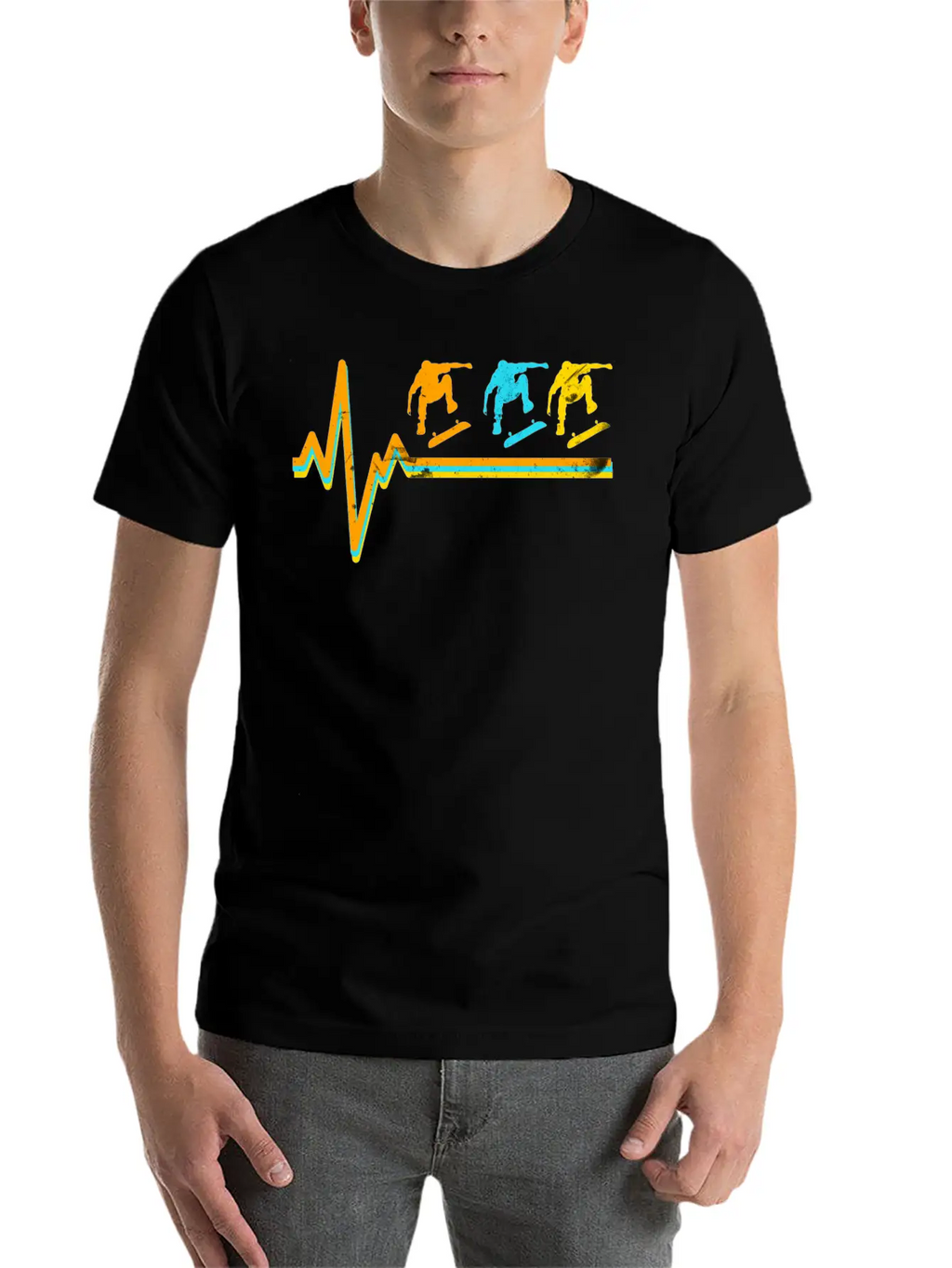 Skateboarding Heartbeat Skateboard Lover Sk8er Unisex Short Sleeve Soft Cotton T-Shirt – Casual Everyday Wear