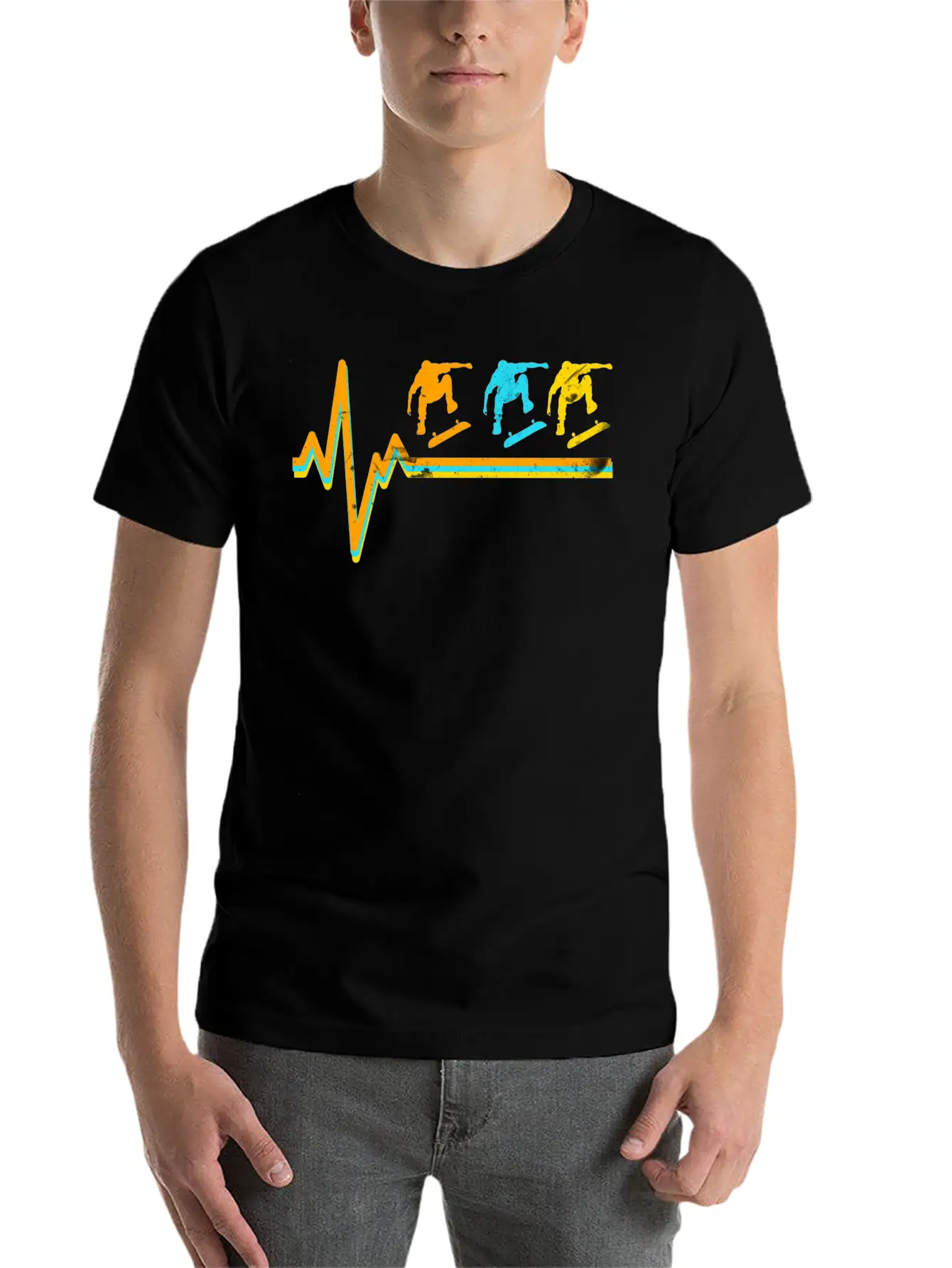 Skateboarding Heartbeat Skateboard Lover Sk8er Unisex Short Sleeve Soft Cotton T-Shirt – Casual Everyday Wear