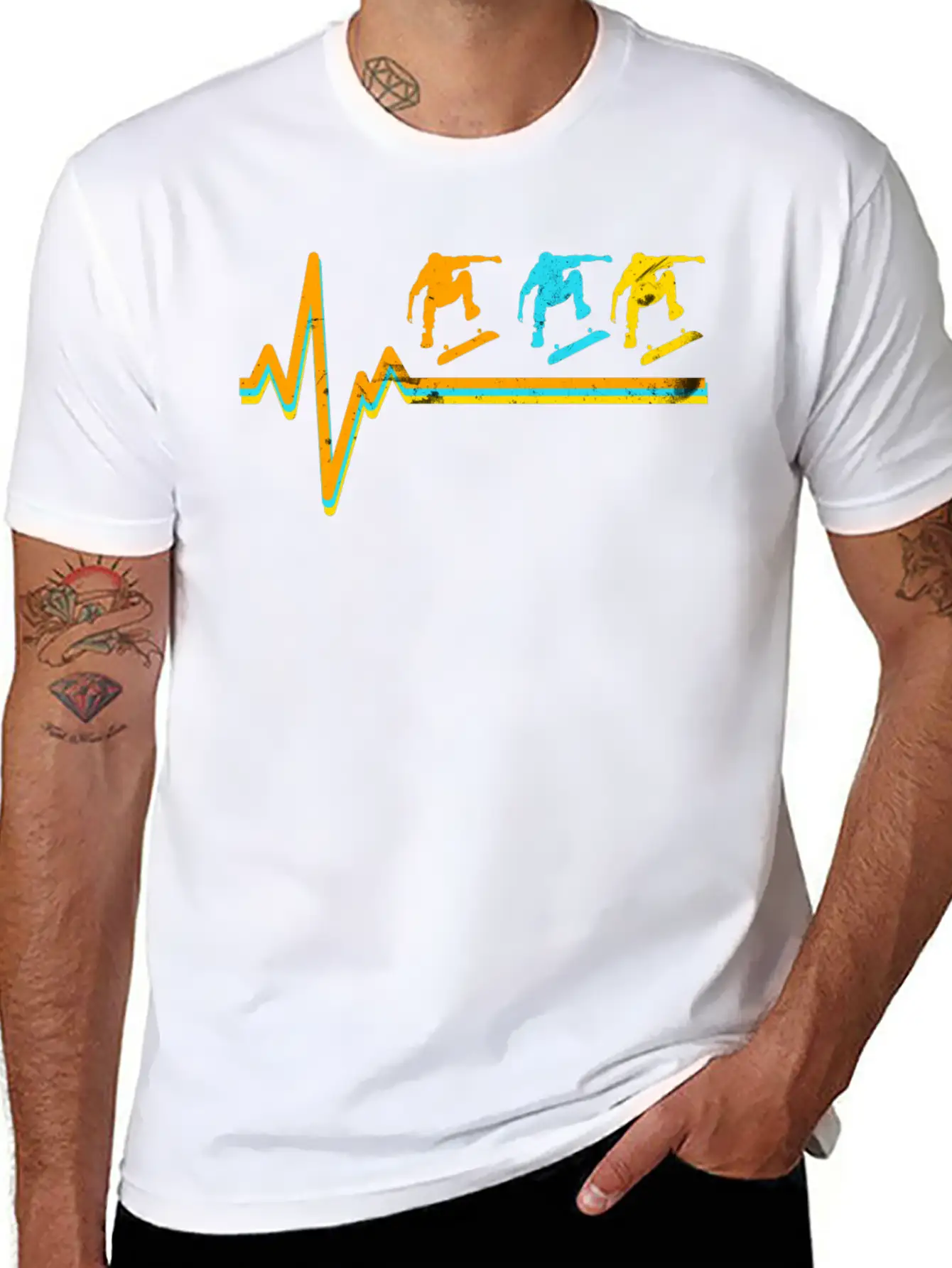 Skateboarding Heartbeat Skateboard Lover Sk8er Unisex Short Sleeve Soft Cotton T-Shirt – Casual Everyday Wear