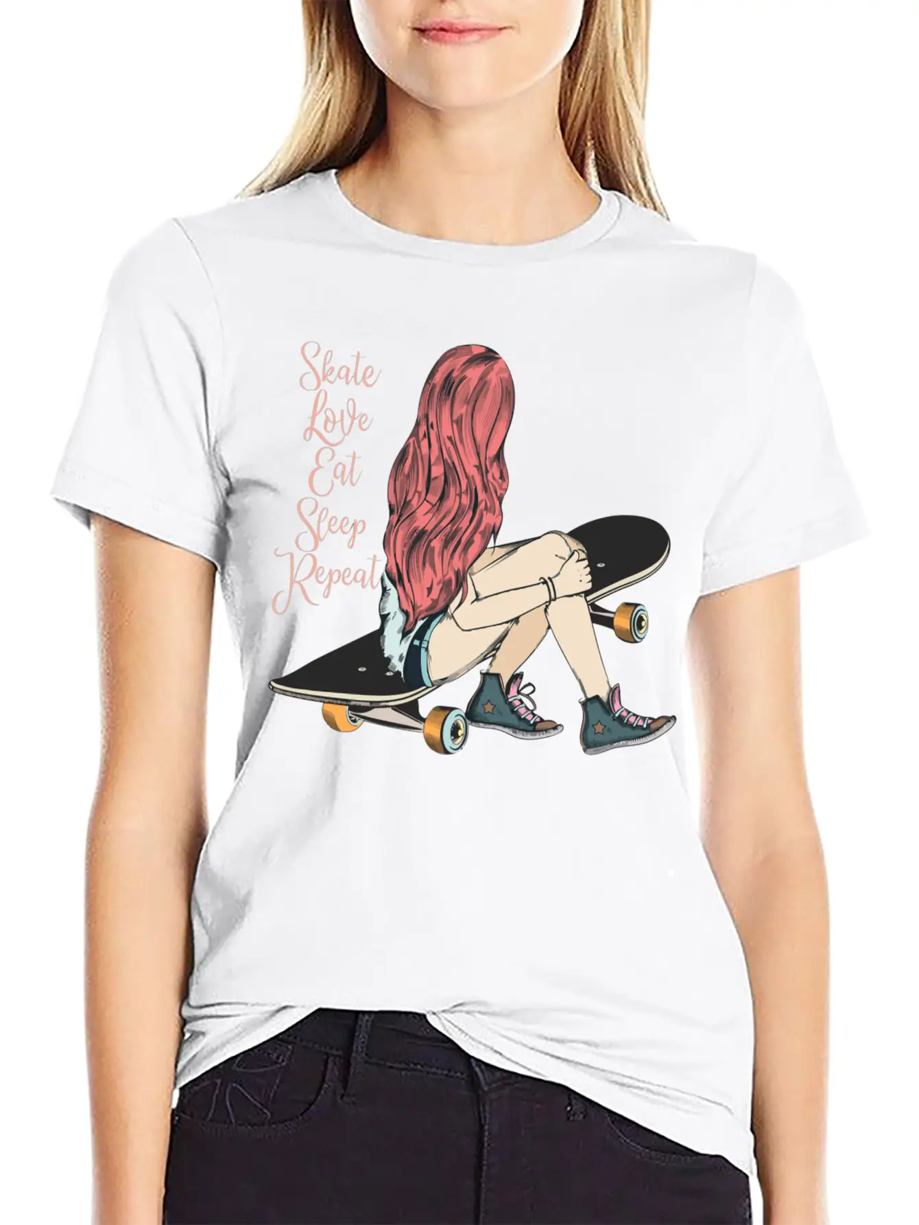 Skater Girl Skaters Having Fun Skateboarding Gift Unisex Casual T-Shirt – Clean Design For Daily Comfort