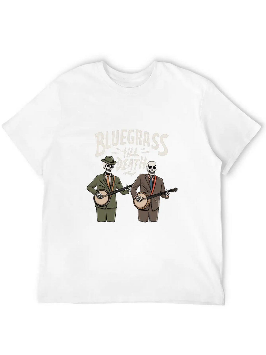 Skeleton With Banjo Design For Bluegrass Concert Unisex Casual T-Shirt – Clean Design For Daily Comfort