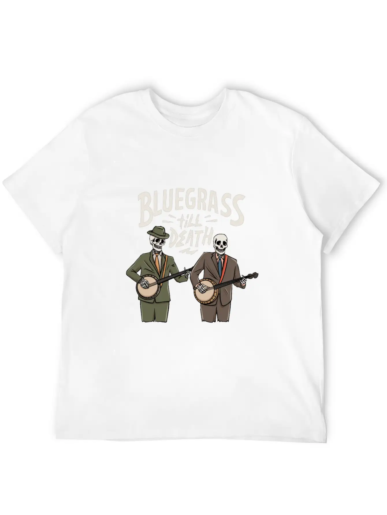 Skeleton With Banjo Design For Bluegrass Concert Unisex Casual T-Shirt – Clean Design For Daily Comfort