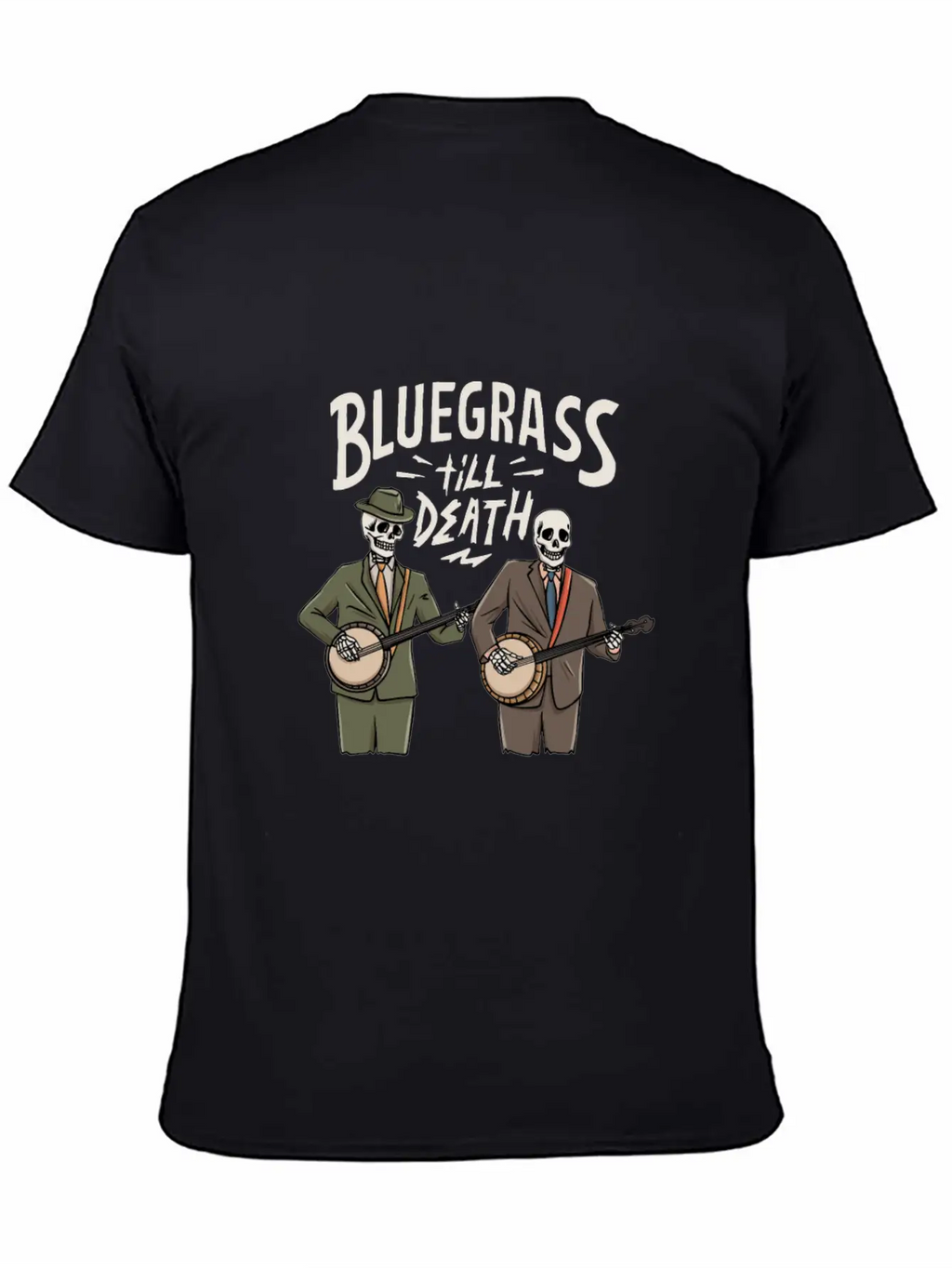 Skeleton With Banjo Design For Bluegrass Concert Unisex Casual T-Shirt – Clean Design For Daily Comfort