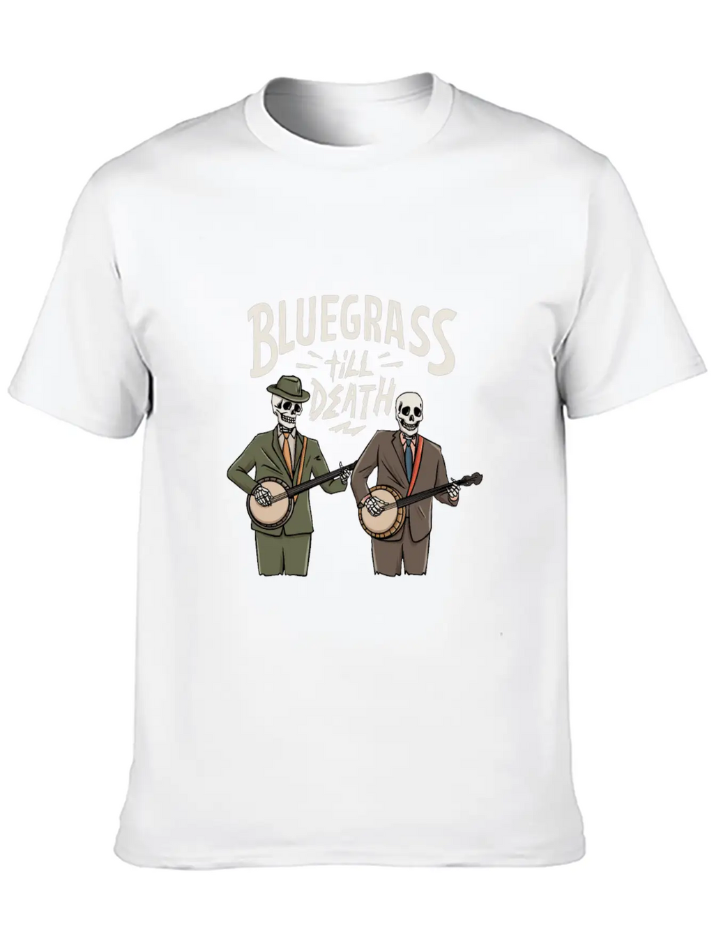 Skeleton With Banjo Design For Bluegrass Concert Unisex Casual T-Shirt – Clean Design For Daily Comfort