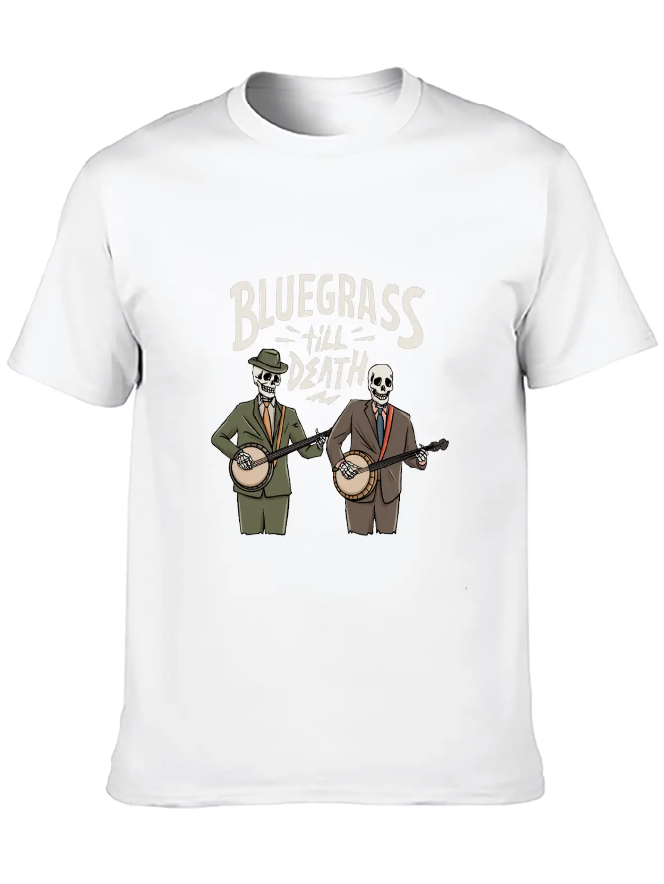 Skeleton With Banjo Design For Bluegrass Concert Unisex Casual T-Shirt – Clean Design For Daily Comfort