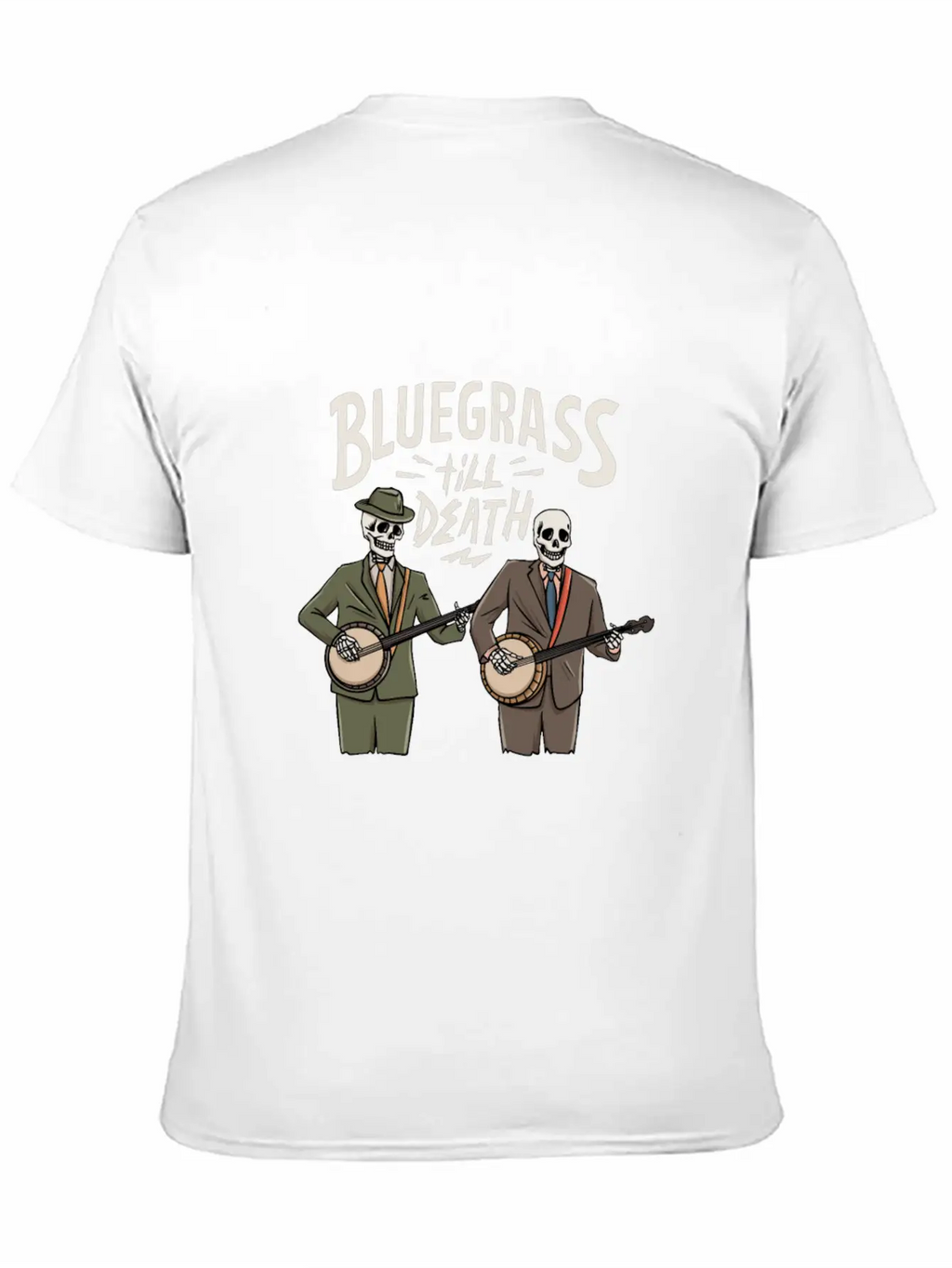 Skeleton With Banjo Design For Bluegrass Concert Unisex Casual T-Shirt – Clean Design For Daily Comfort
