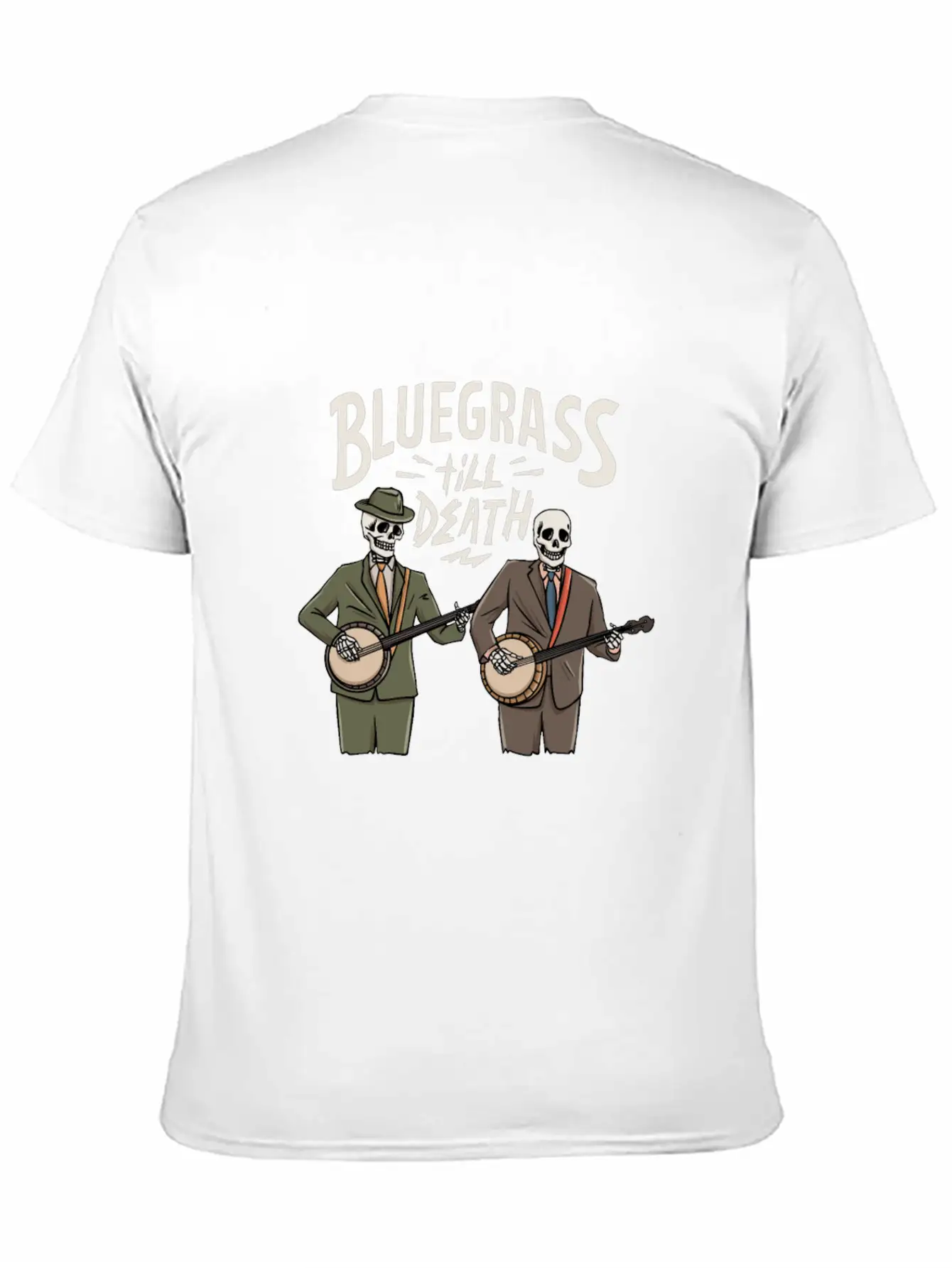 Skeleton With Banjo Design For Bluegrass Concert Unisex Casual T-Shirt – Clean Design For Daily Comfort