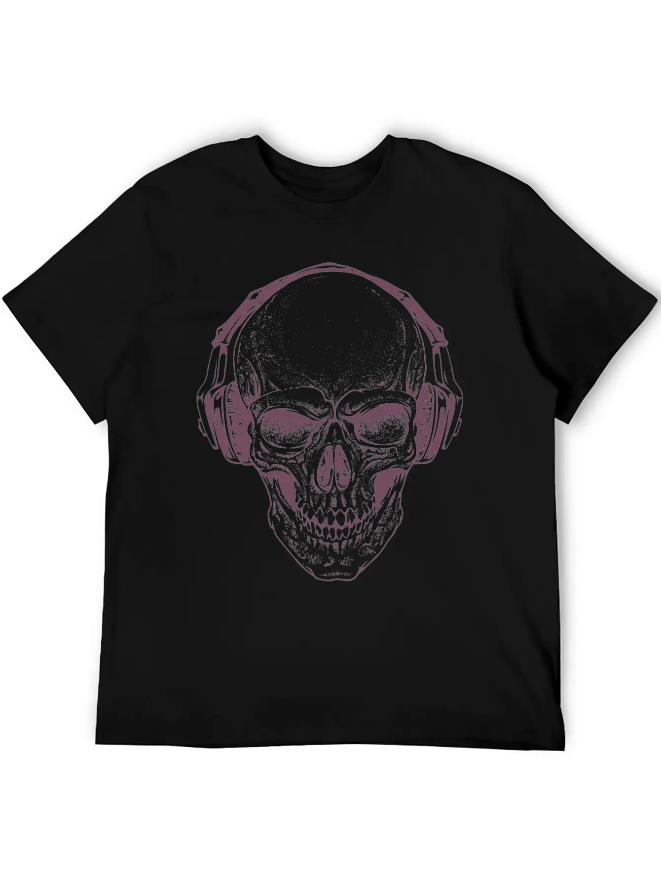 Sketch Skull Headphones Music Vector Illustration Unisex Casual T-Shirt – Clean Design For Daily Comfort