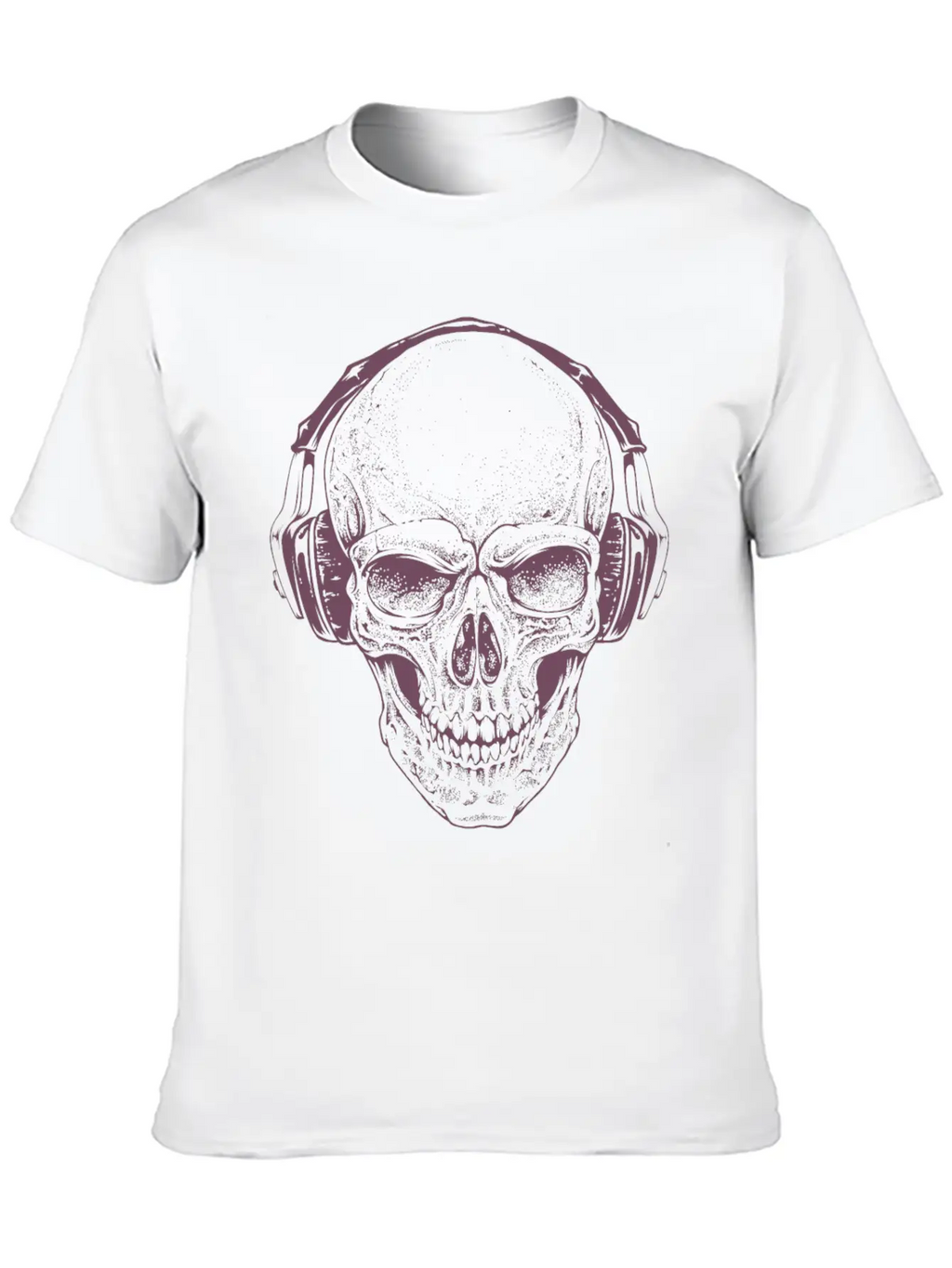 Sketch Skull Headphones Music Vector Illustration Unisex Casual T-Shirt – Clean Design For Daily Comfort