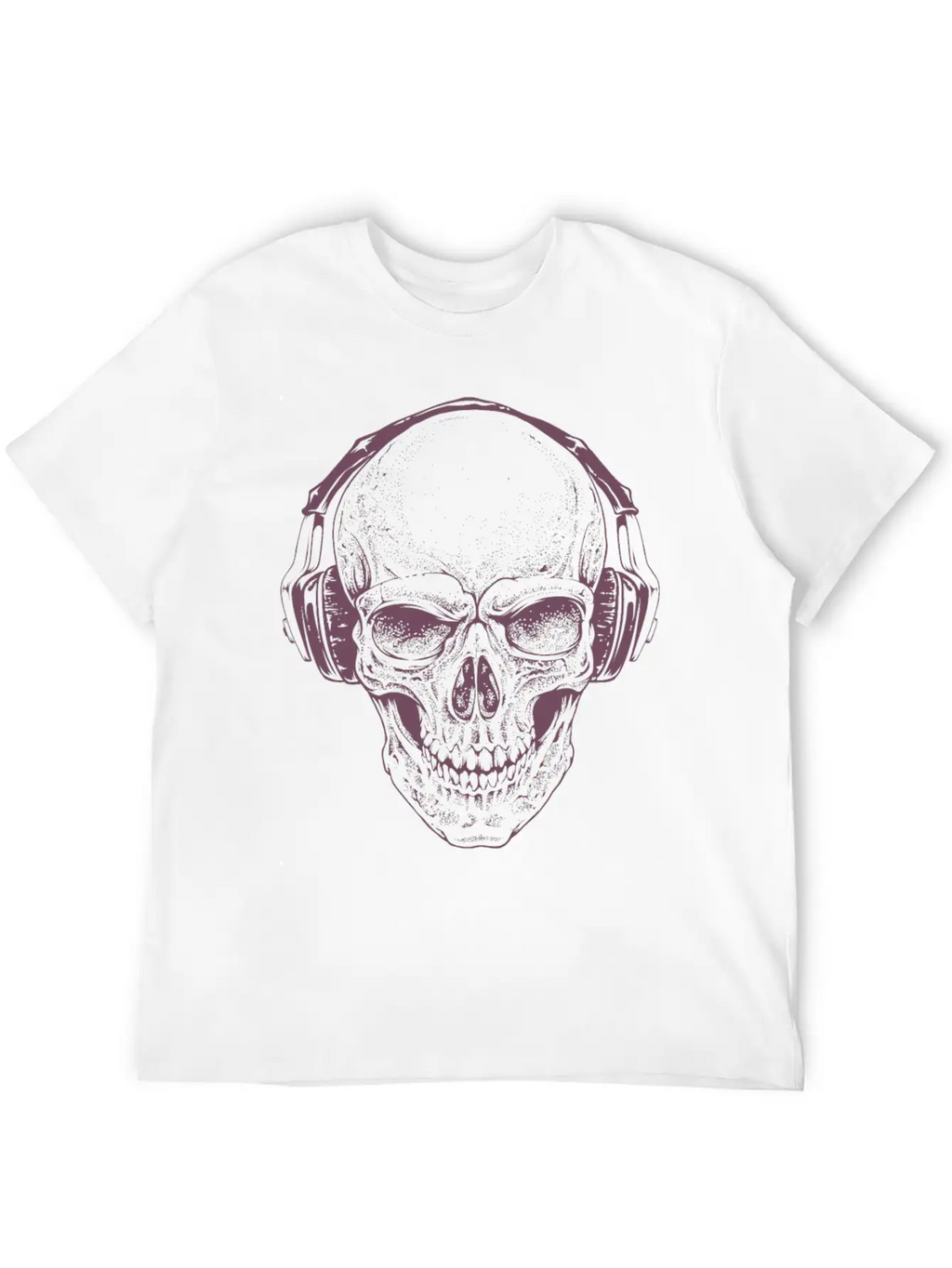 Sketch Skull Headphones Music Vector Illustration Unisex Casual T-Shirt – Clean Design For Daily Comfort