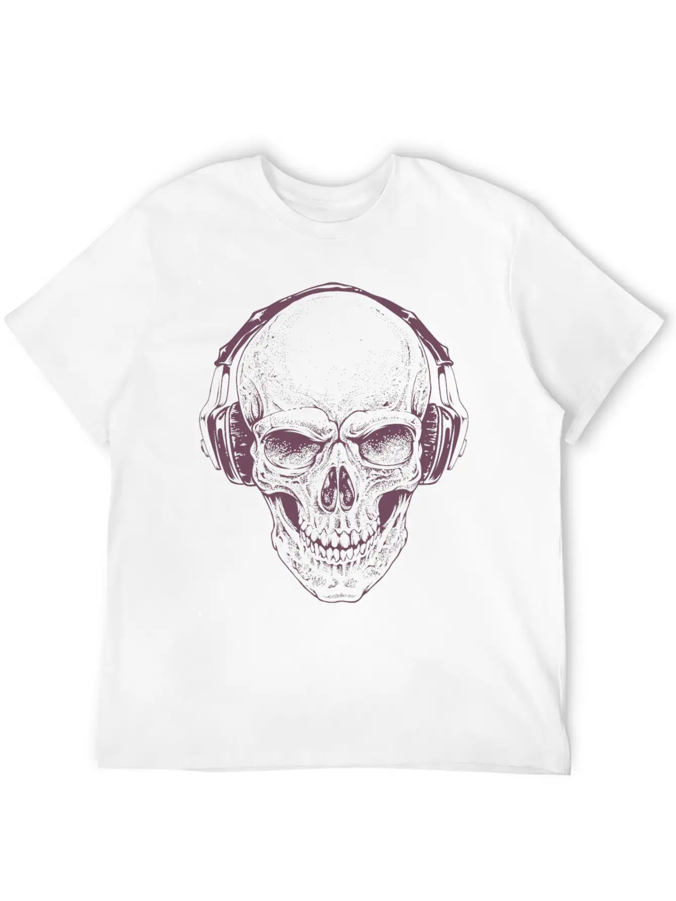 Sketch Skull Headphones Music Vector Illustration Unisex Casual T-Shirt – Clean Design For Daily Comfort