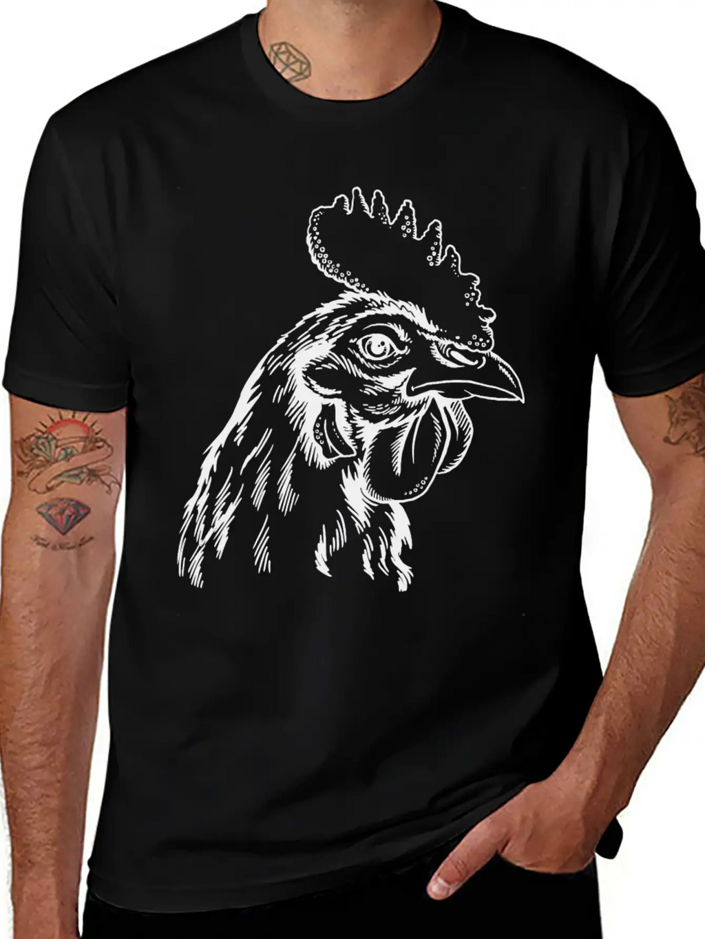 Sketches Of Animals Rooster Unisex Casual T-Shirt – Clean Design For Daily Comfort