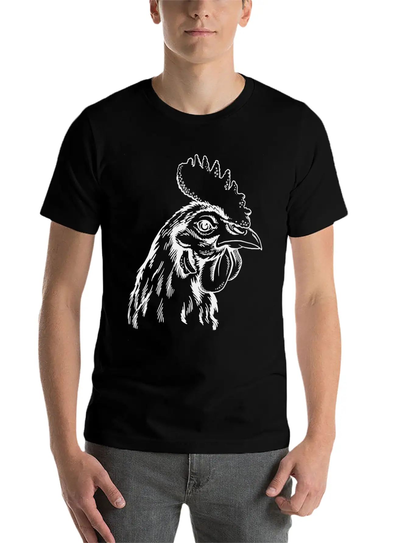 Sketches Of Animals Rooster Unisex Casual T-Shirt – Clean Design For Daily Comfort
