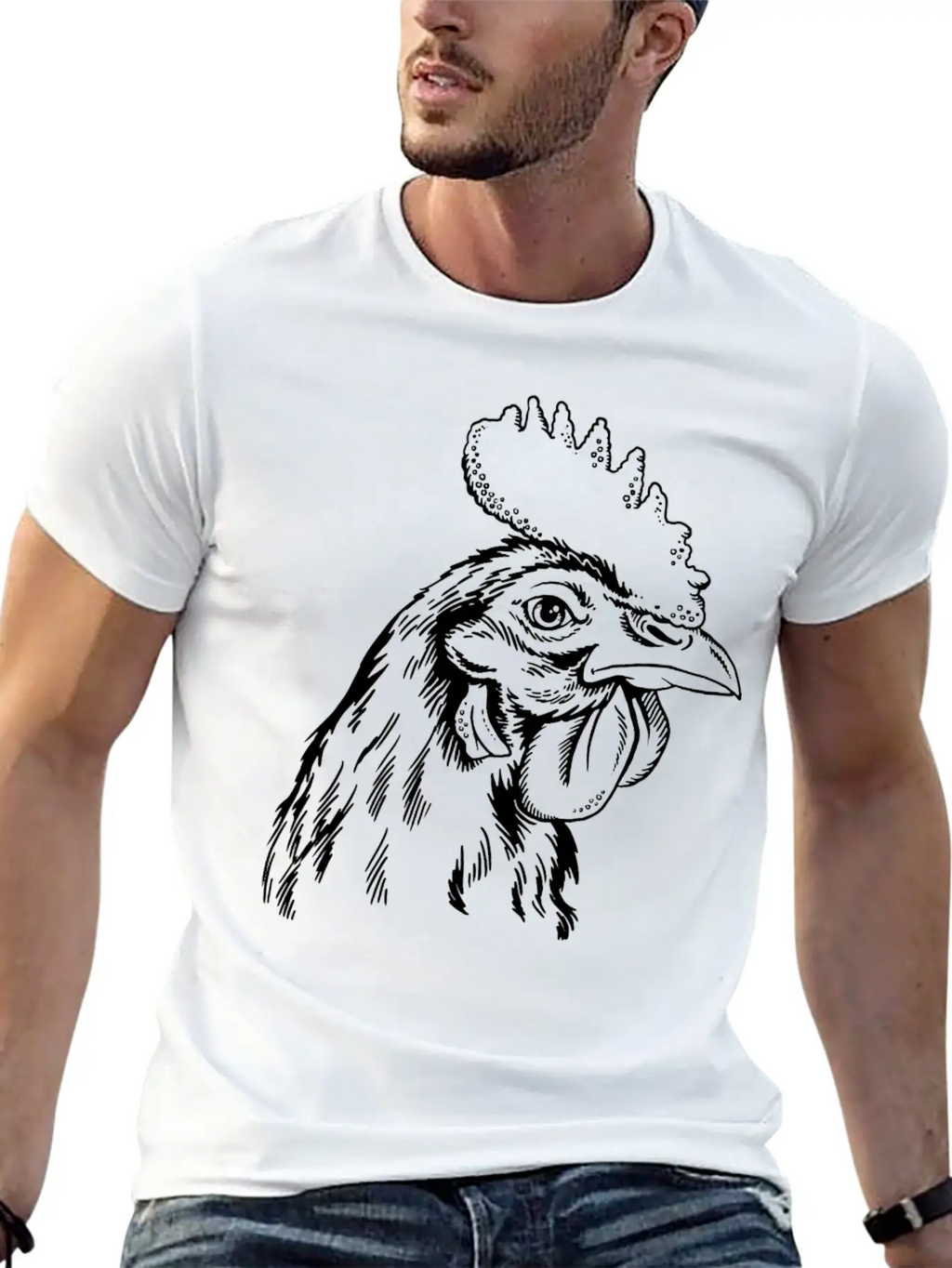 Sketches Of Animals Rooster Unisex Casual T-Shirt – Clean Design For Daily Comfort