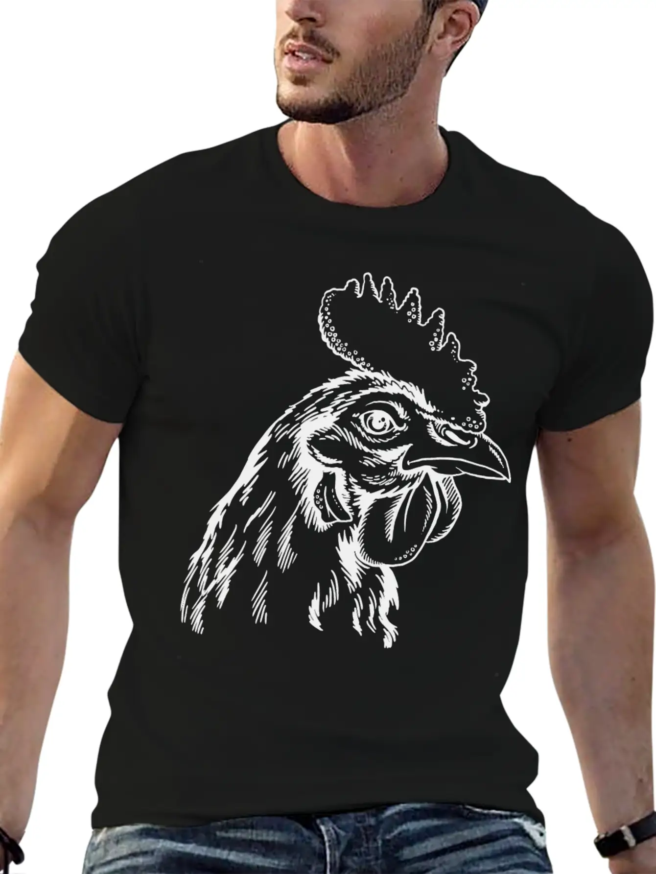 Sketches Of Animals Rooster Unisex Casual T-Shirt – Clean Design For Daily Comfort