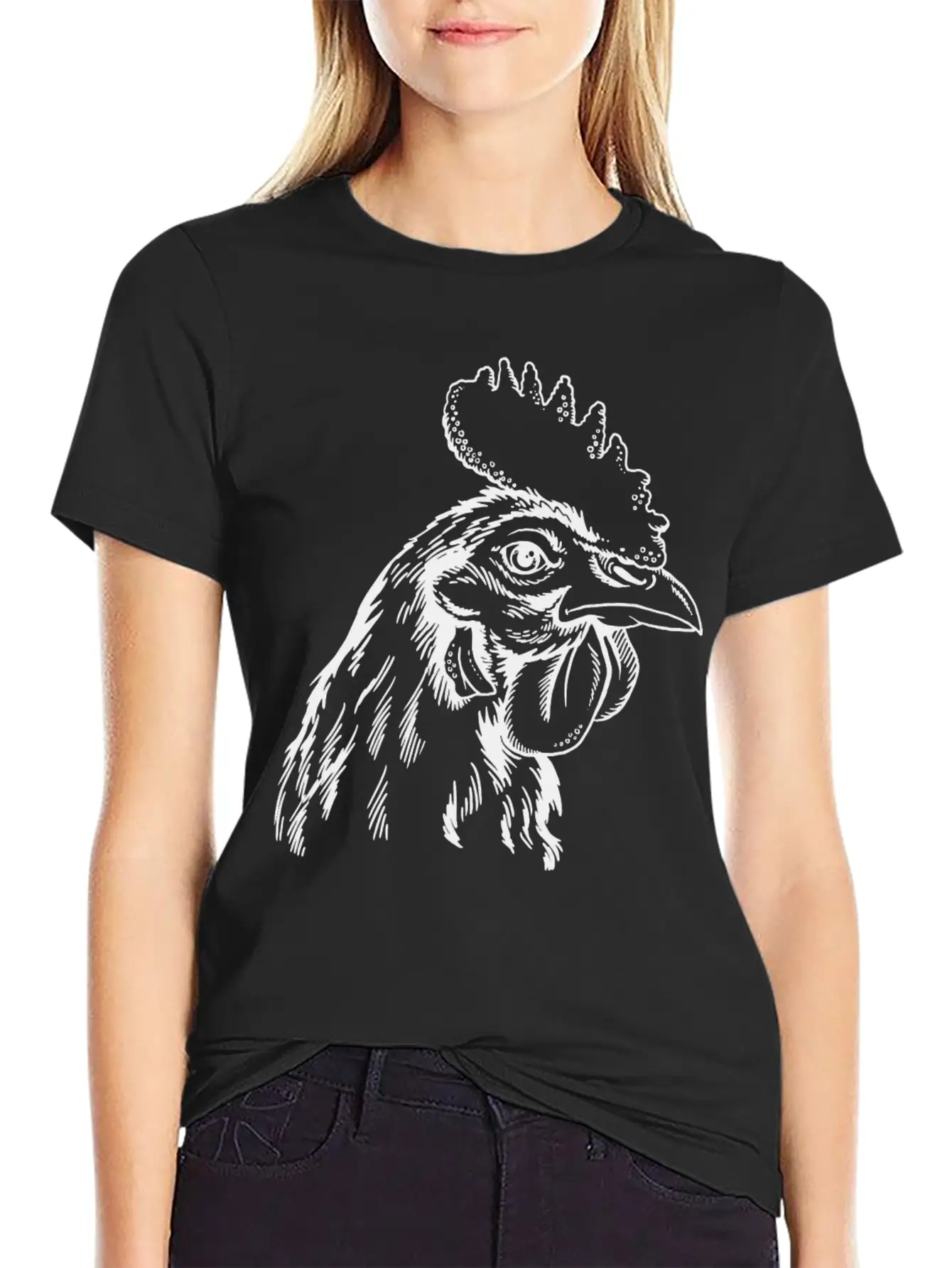 Sketches Of Animals Rooster Unisex Casual T-Shirt – Clean Design For Daily Comfort