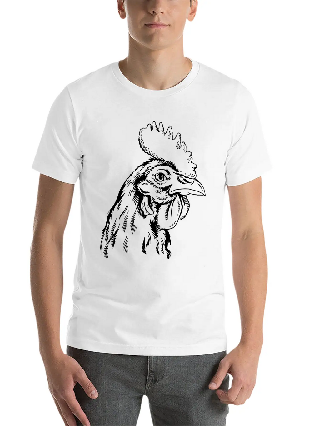 Sketches Of Animals Rooster Unisex Casual T-Shirt – Clean Design For Daily Comfort