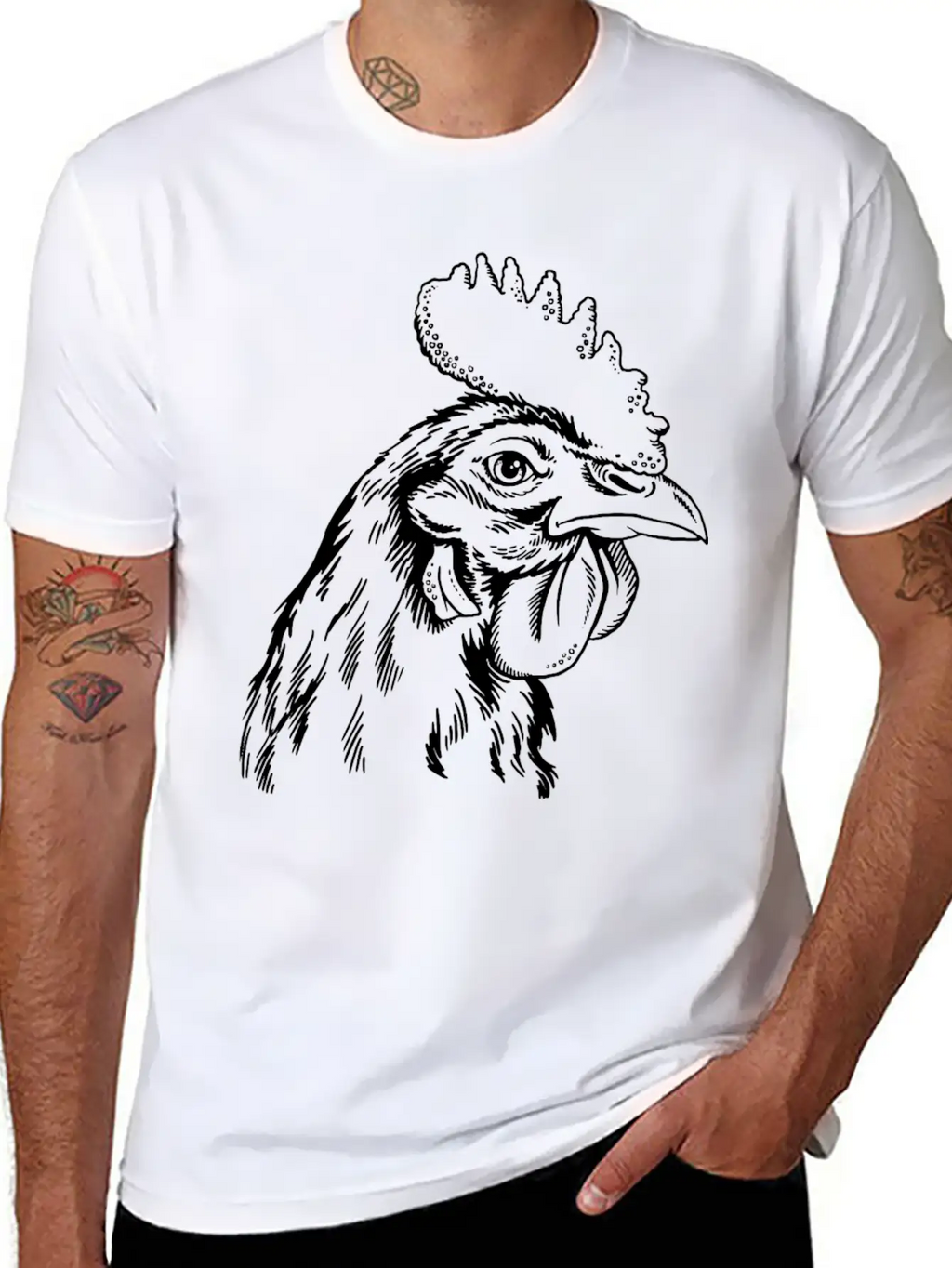 Sketches Of Animals Rooster Unisex Casual T-Shirt – Clean Design For Daily Comfort