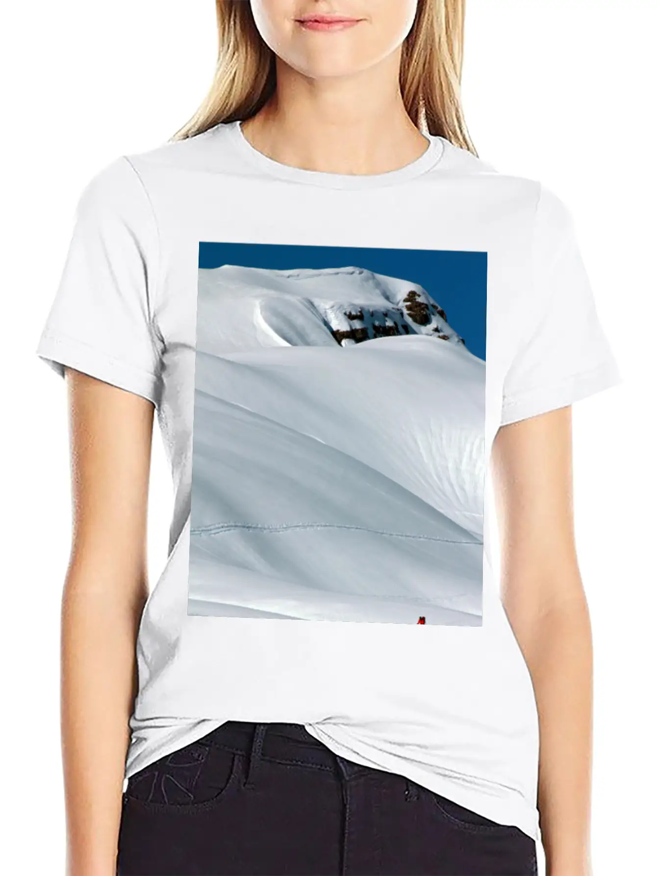 Skier In A Heavily Snowed-in Countryside. Alpine M Unisex Short Sleeve Soft Cotton T-Shirt – Casual Everyday Wear