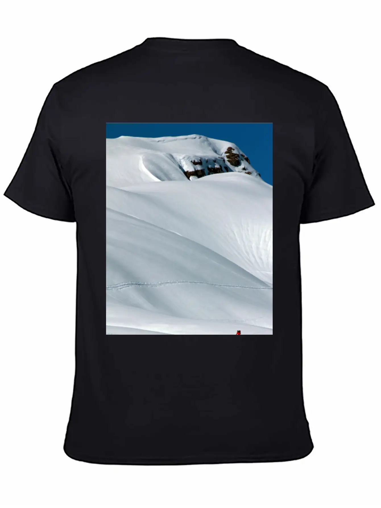 Skier In A Heavily Snowed-in Countryside. Alpine M Unisex Short Sleeve Soft Cotton T-Shirt – Casual Everyday Wear