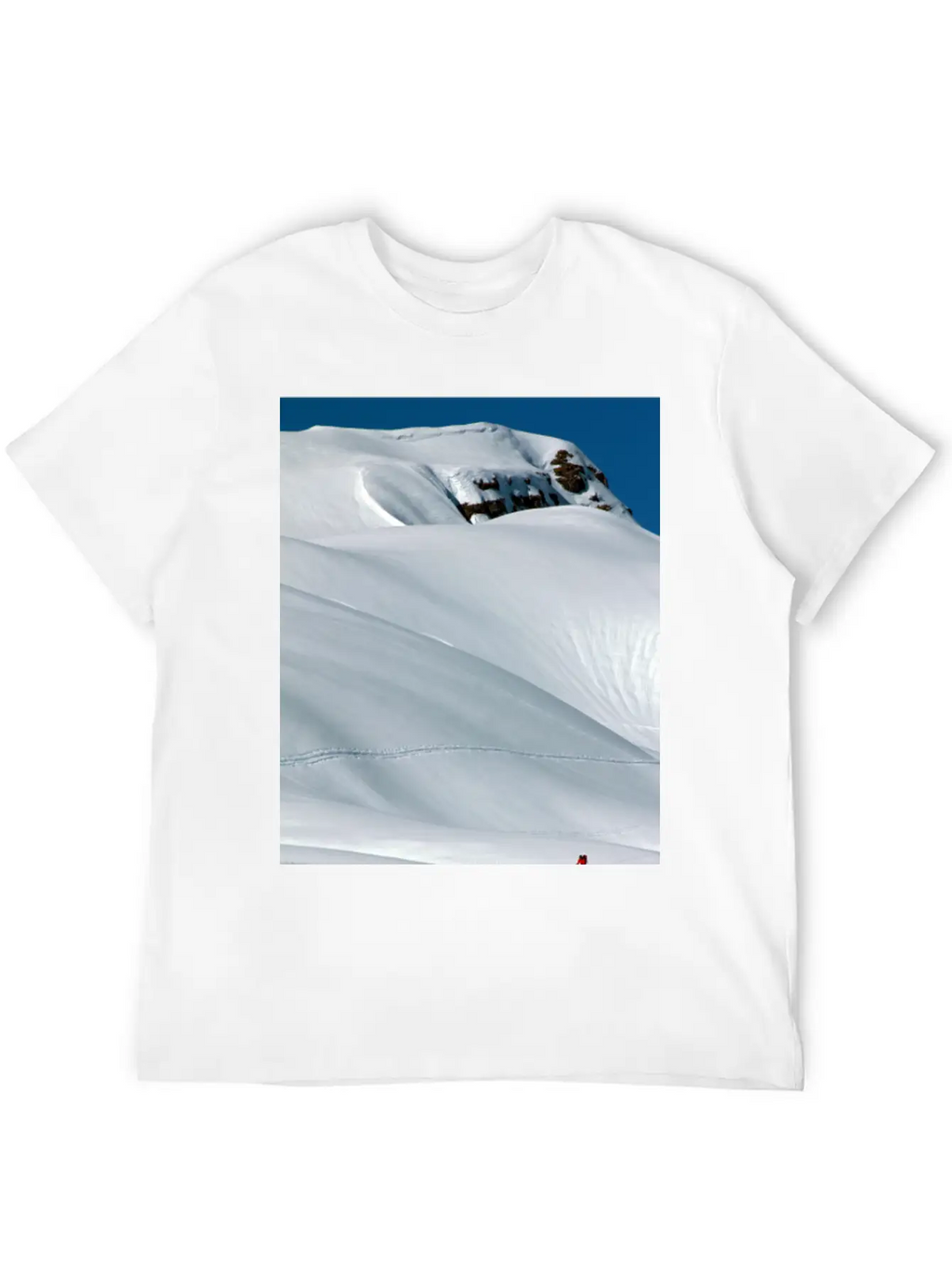 Skier In A Heavily Snowed-in Countryside. Alpine M Unisex Short Sleeve Soft Cotton T-Shirt – Casual Everyday Wear