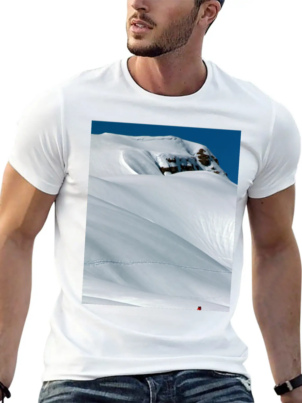 Skier In A Heavily Snowed-in Countryside. Alpine M Unisex Short Sleeve Soft Cotton T-Shirt – Casual Everyday Wear