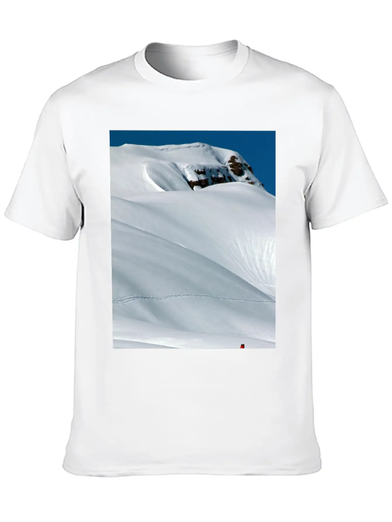 Skier In A Heavily Snowed-in Countryside. Alpine M Unisex Short Sleeve Soft Cotton T-Shirt – Casual Everyday Wear