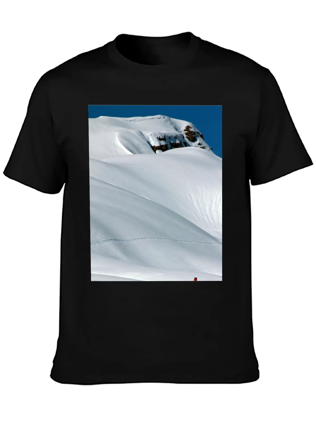 Skier In A Heavily Snowed-in Countryside. Alpine M Unisex Short Sleeve Soft Cotton T-Shirt – Casual Everyday Wear