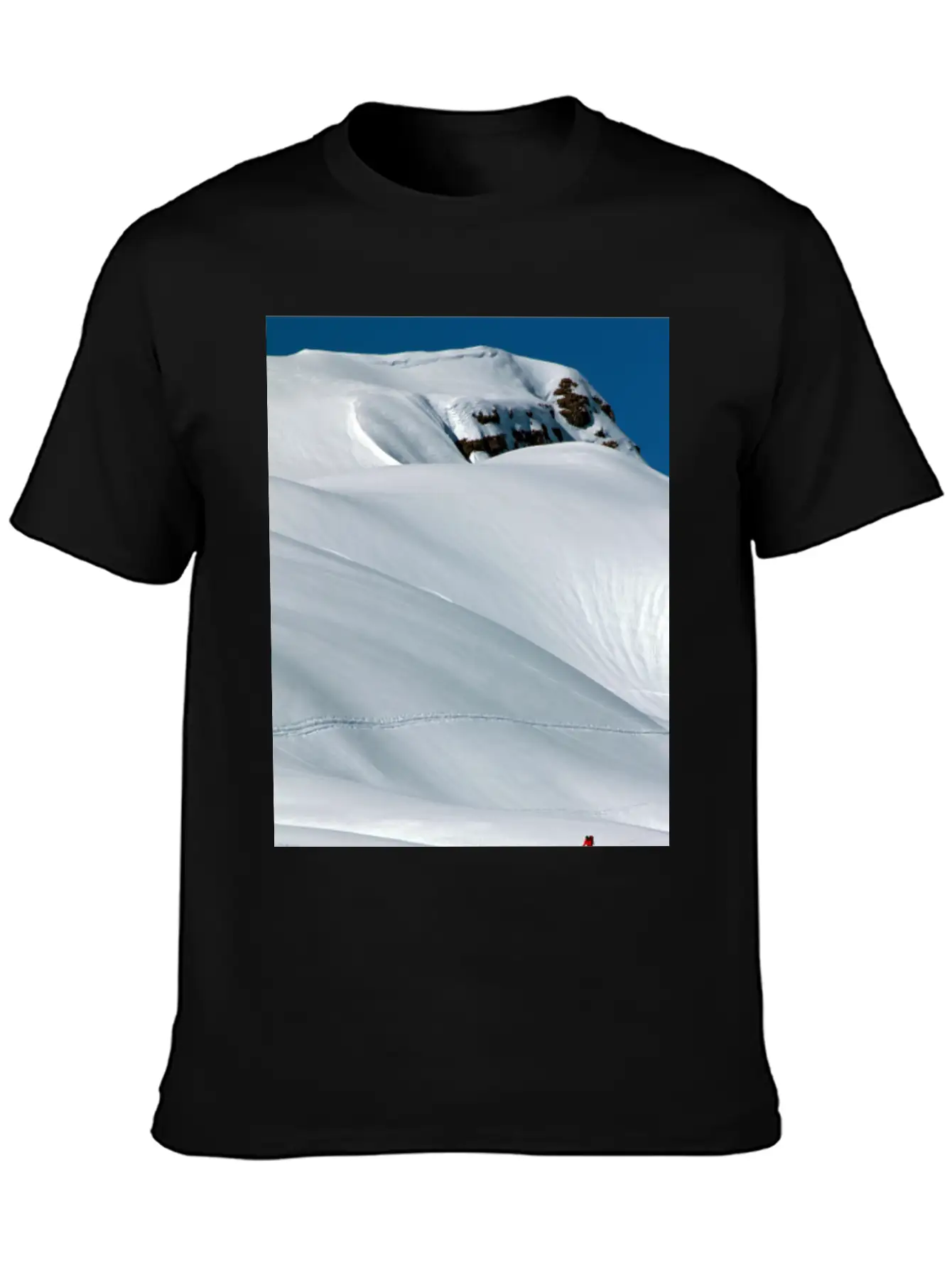 Skier In A Heavily Snowed-in Countryside. Alpine M Unisex Short Sleeve Soft Cotton T-Shirt – Casual Everyday Wear