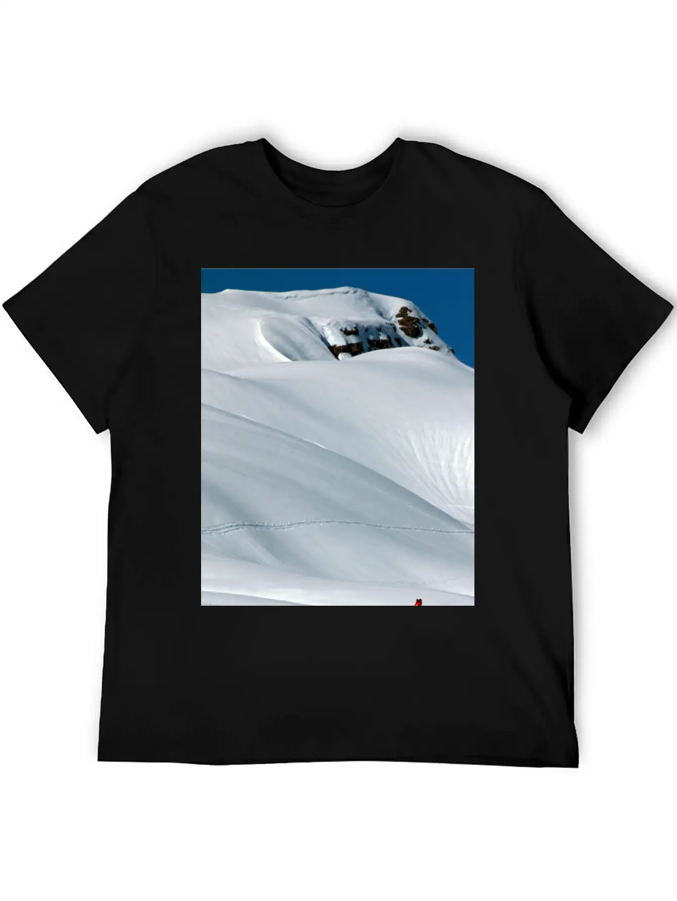 Skier In A Heavily Snowed-in Countryside. Alpine M Unisex Short Sleeve Soft Cotton T-Shirt – Casual Everyday Wear