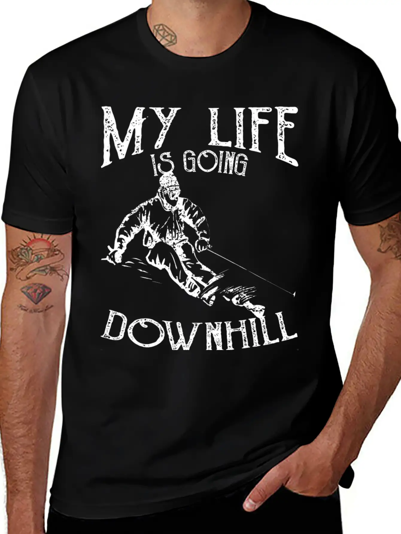 Skiing Down Hill Saying Essential Cotton Tee For Daily Outfits – Unisex Style