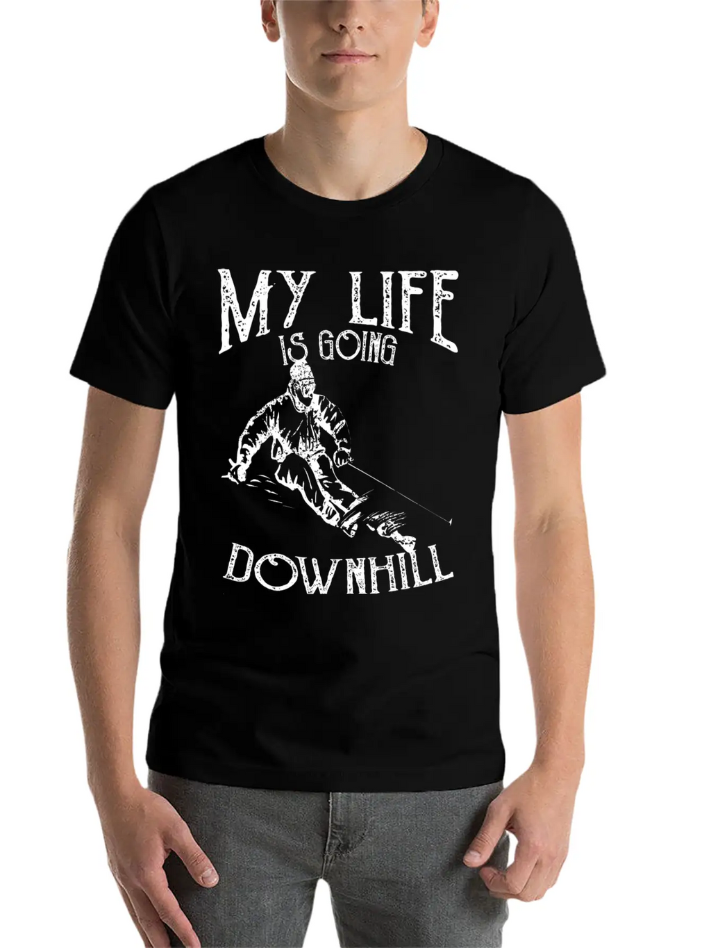 Skiing Down Hill Saying Essential Cotton Tee For Daily Outfits – Unisex Style