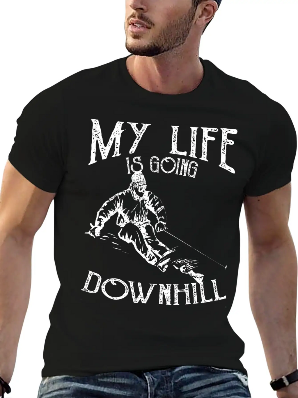Skiing Down Hill Saying Essential Cotton Tee For Daily Outfits – Unisex Style
