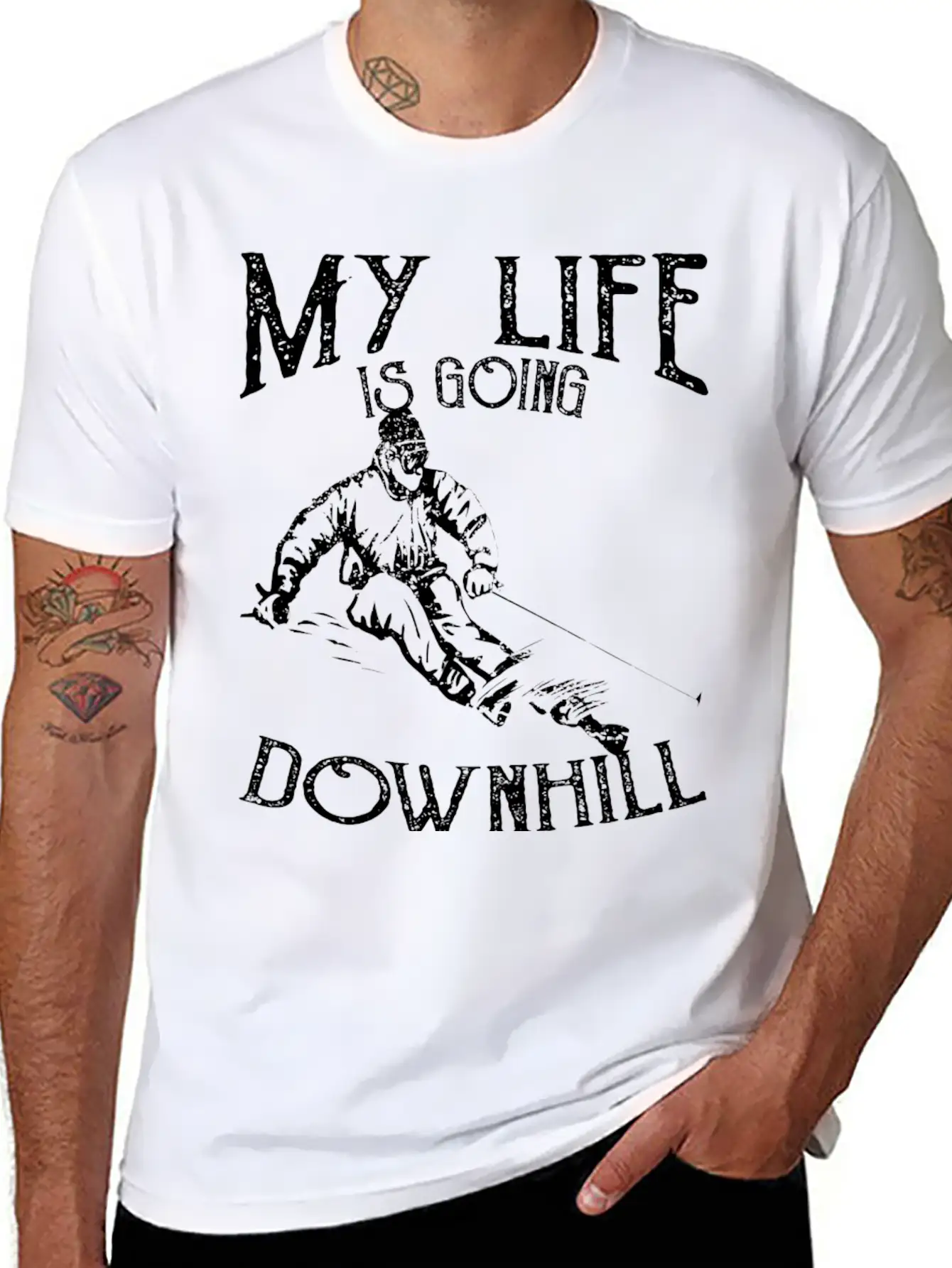 Skiing Down Hill Saying Essential Cotton Tee For Daily Outfits – Unisex Style